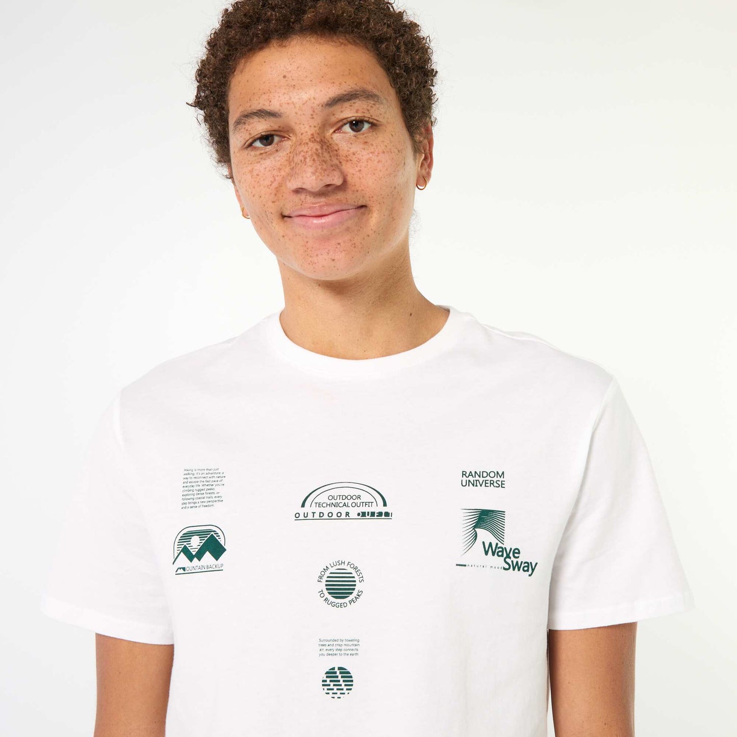 Tee-shirt en coton imprimé à manches courtes BLANC