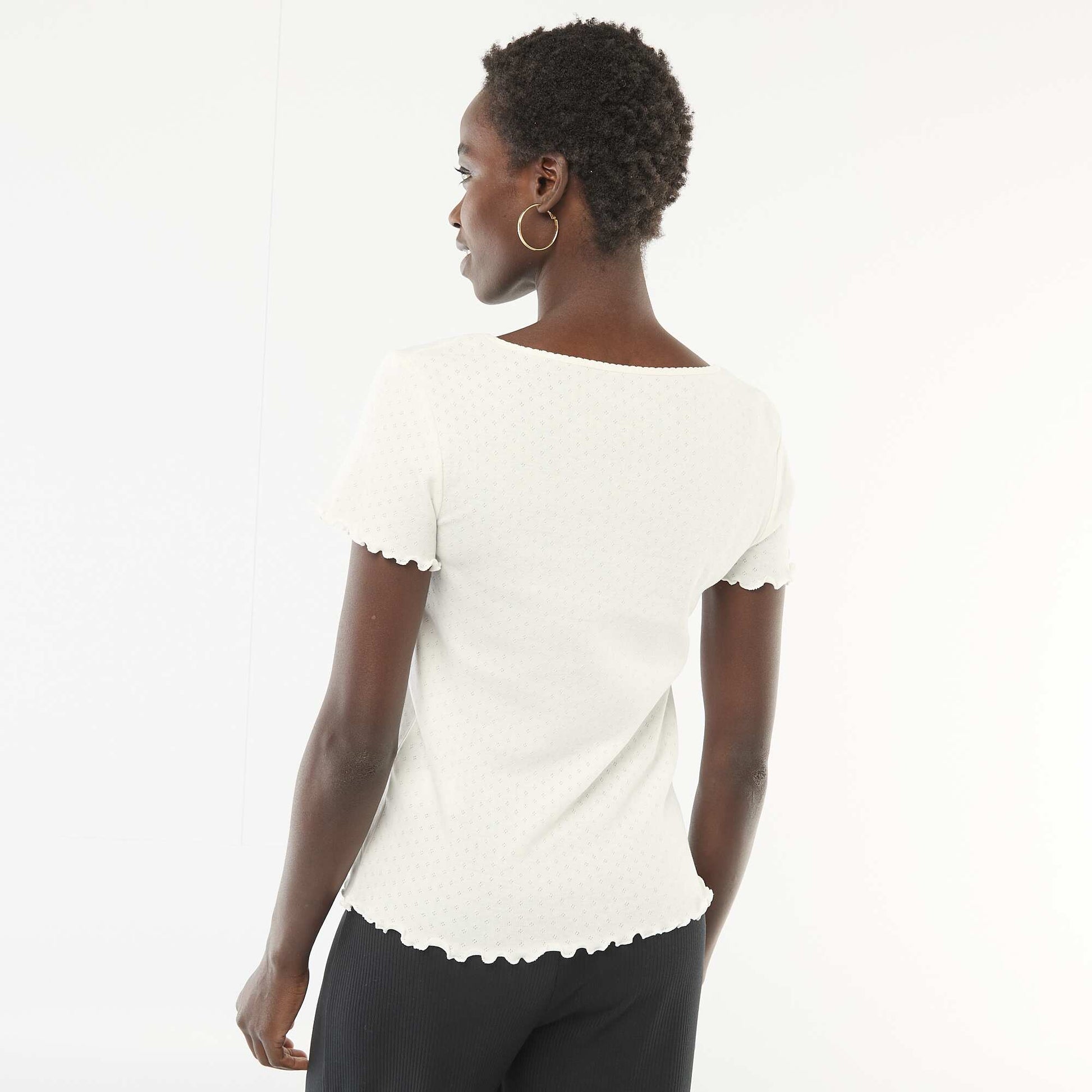 Tee-shirt de pyjama en maille pointelle BLANC