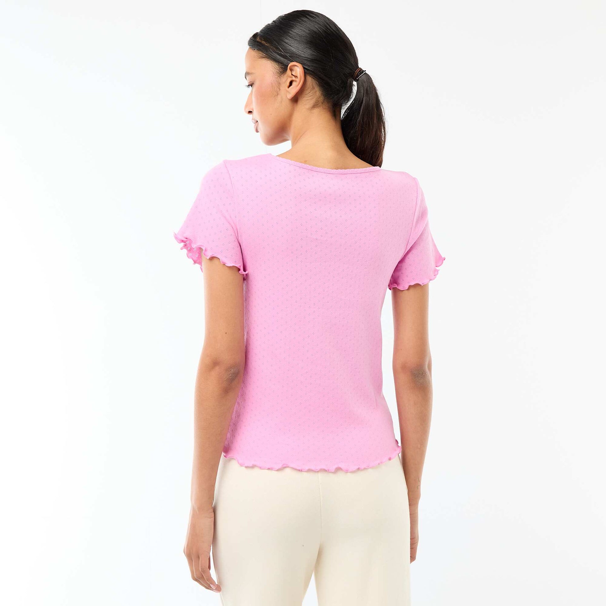 Tee-shirt de pyjama en maille pointelle ROSE