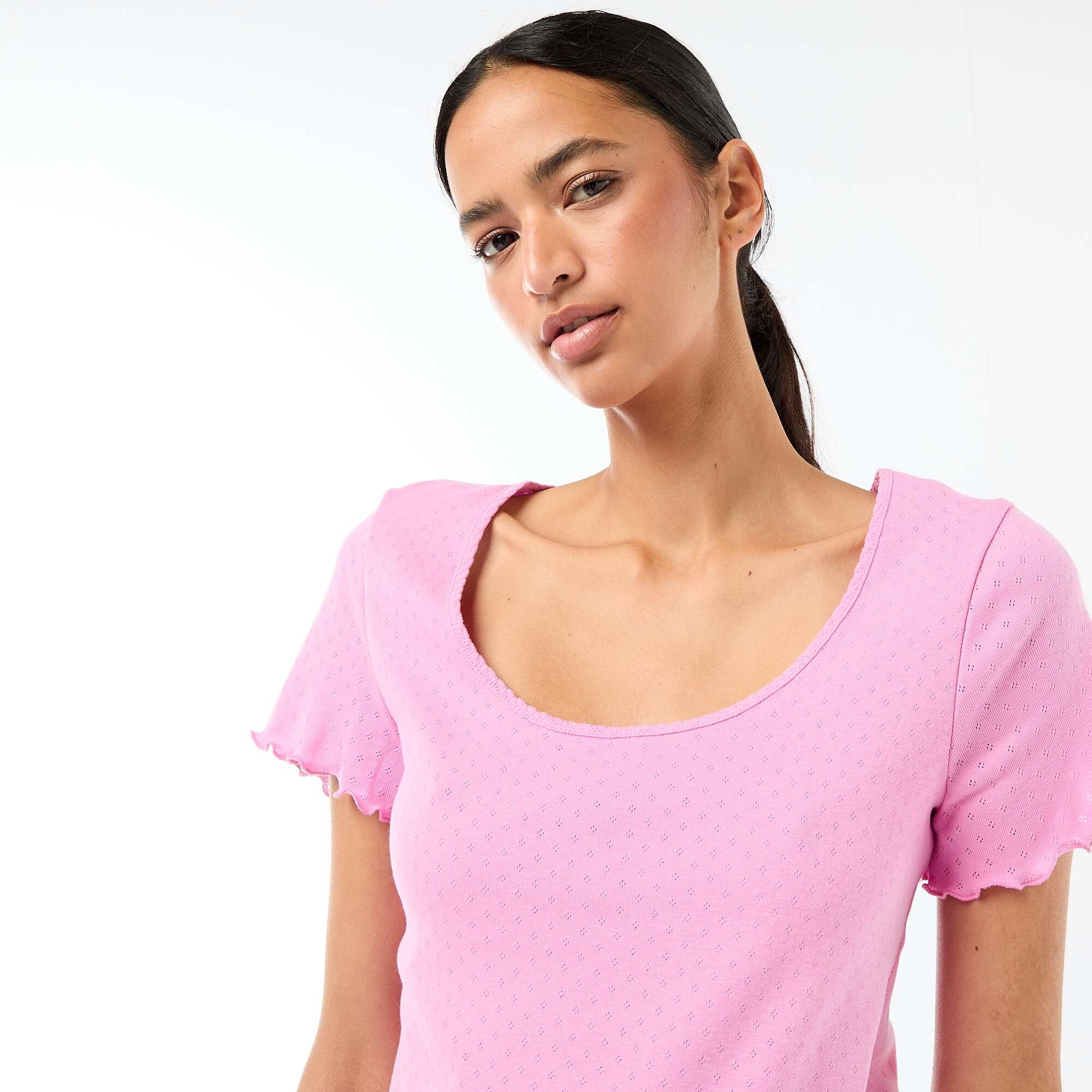 Tee-shirt de pyjama en maille pointelle ROSE