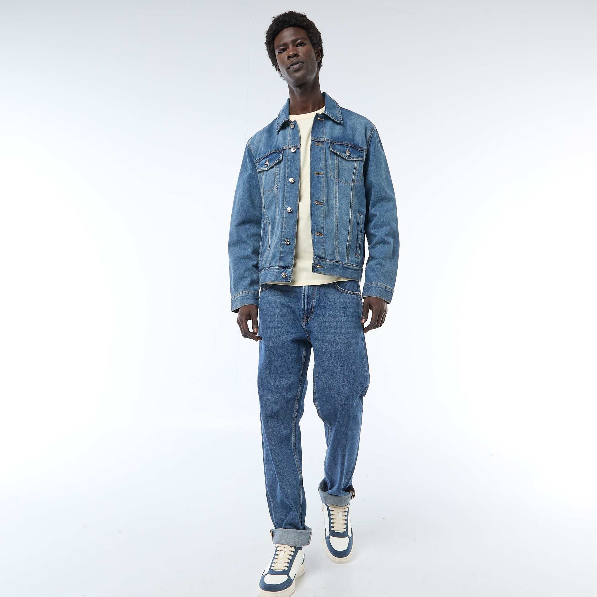 Veste en jean avec poches poitrine BLEU