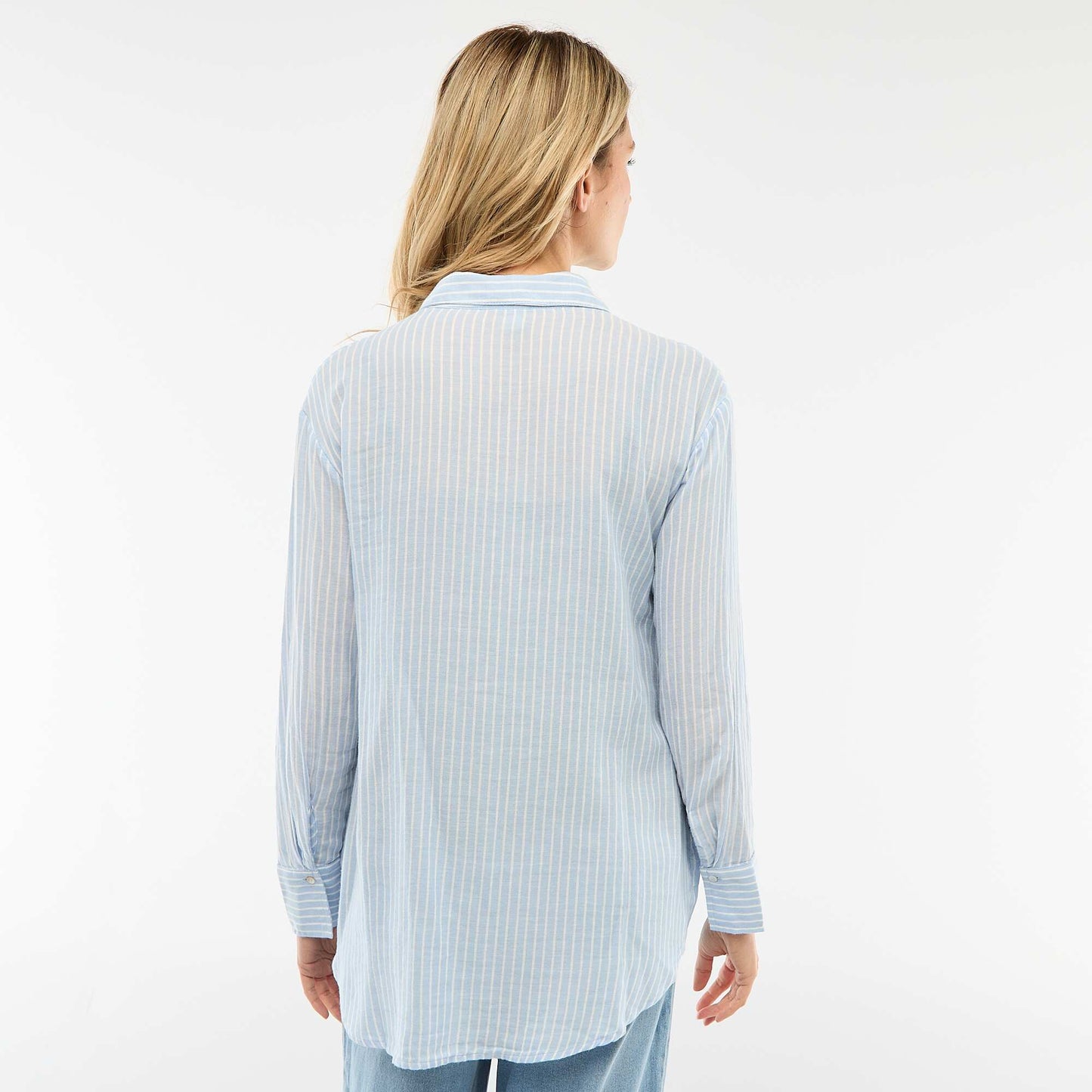 Chemise grossesse en coton rayée BLEU