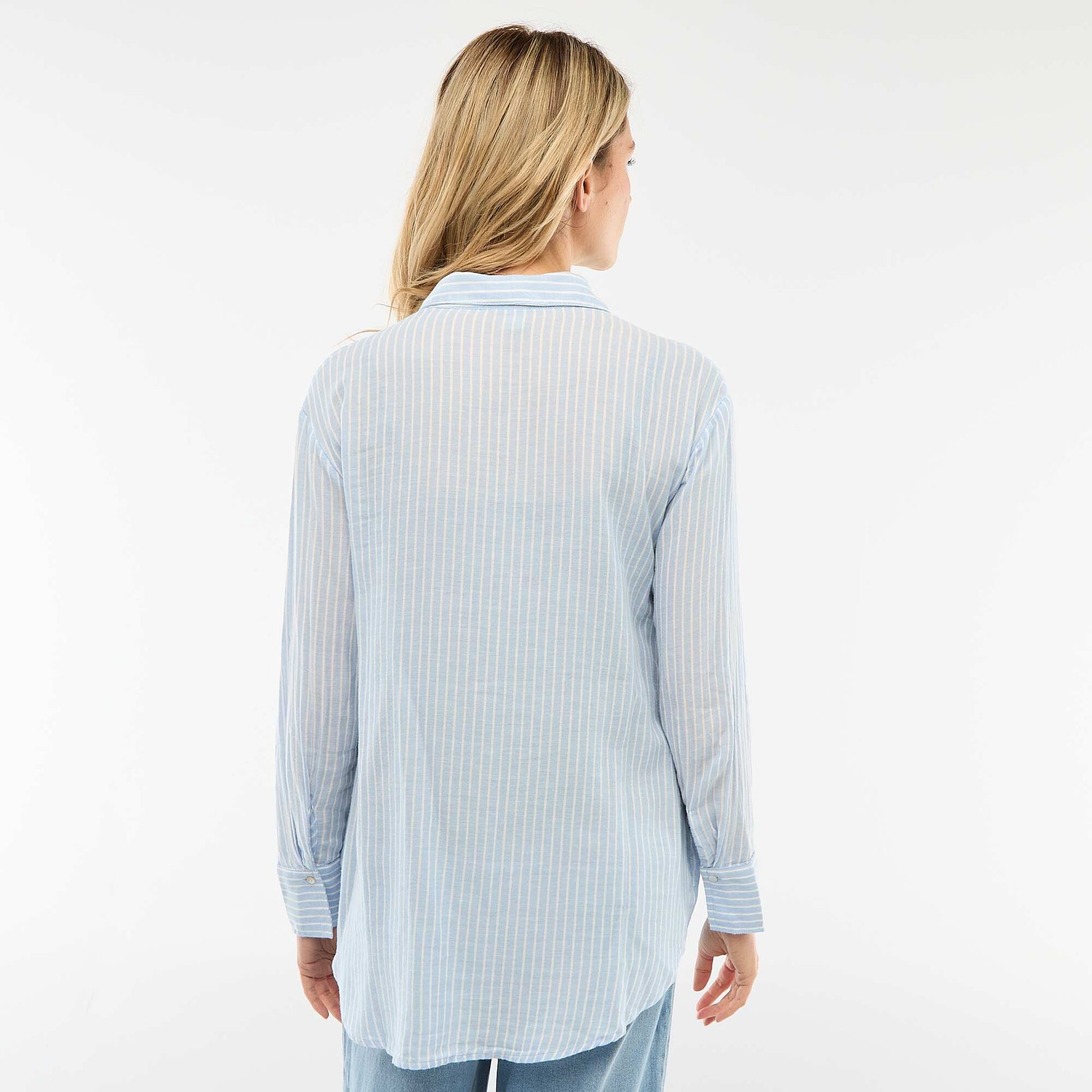 Chemise grossesse en coton rayée BLEU