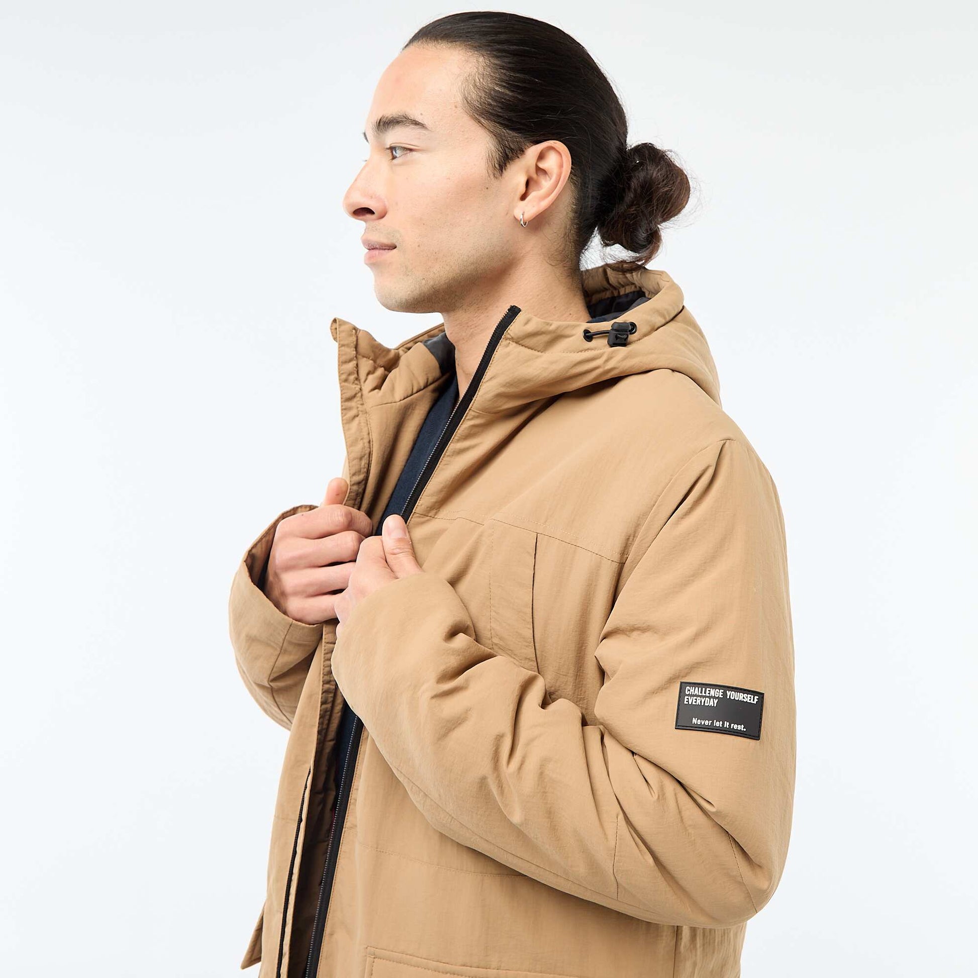 Parka légère à capuche déparlent BEIGE