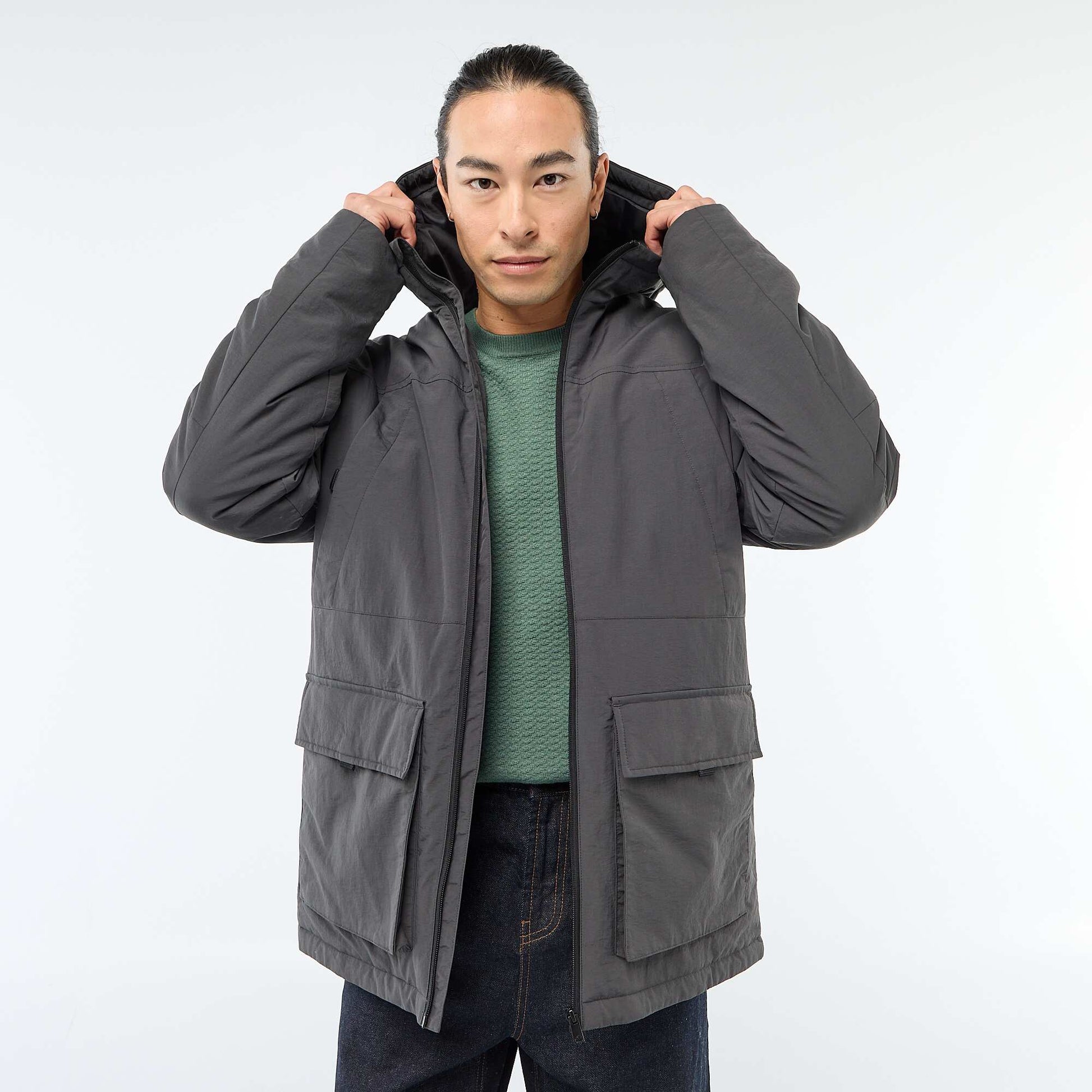 Parka légère à capuche déparlent NOIR