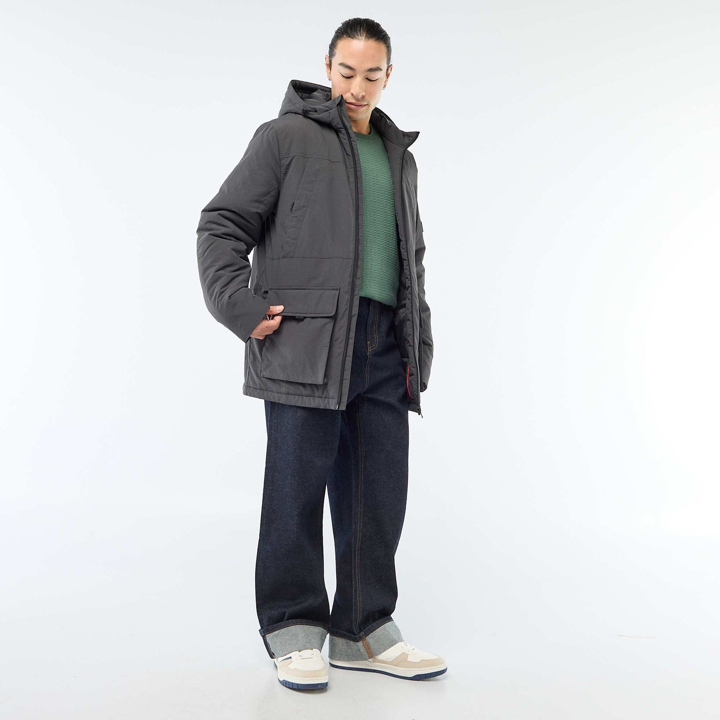 Parka légère à capuche déparlent NOIR