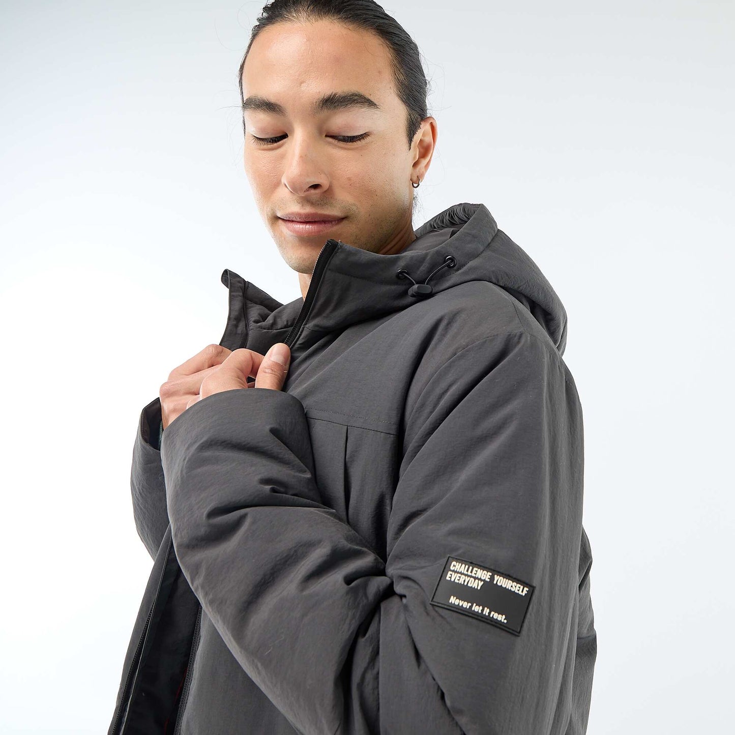 Parka légère à capuche déparlent NOIR