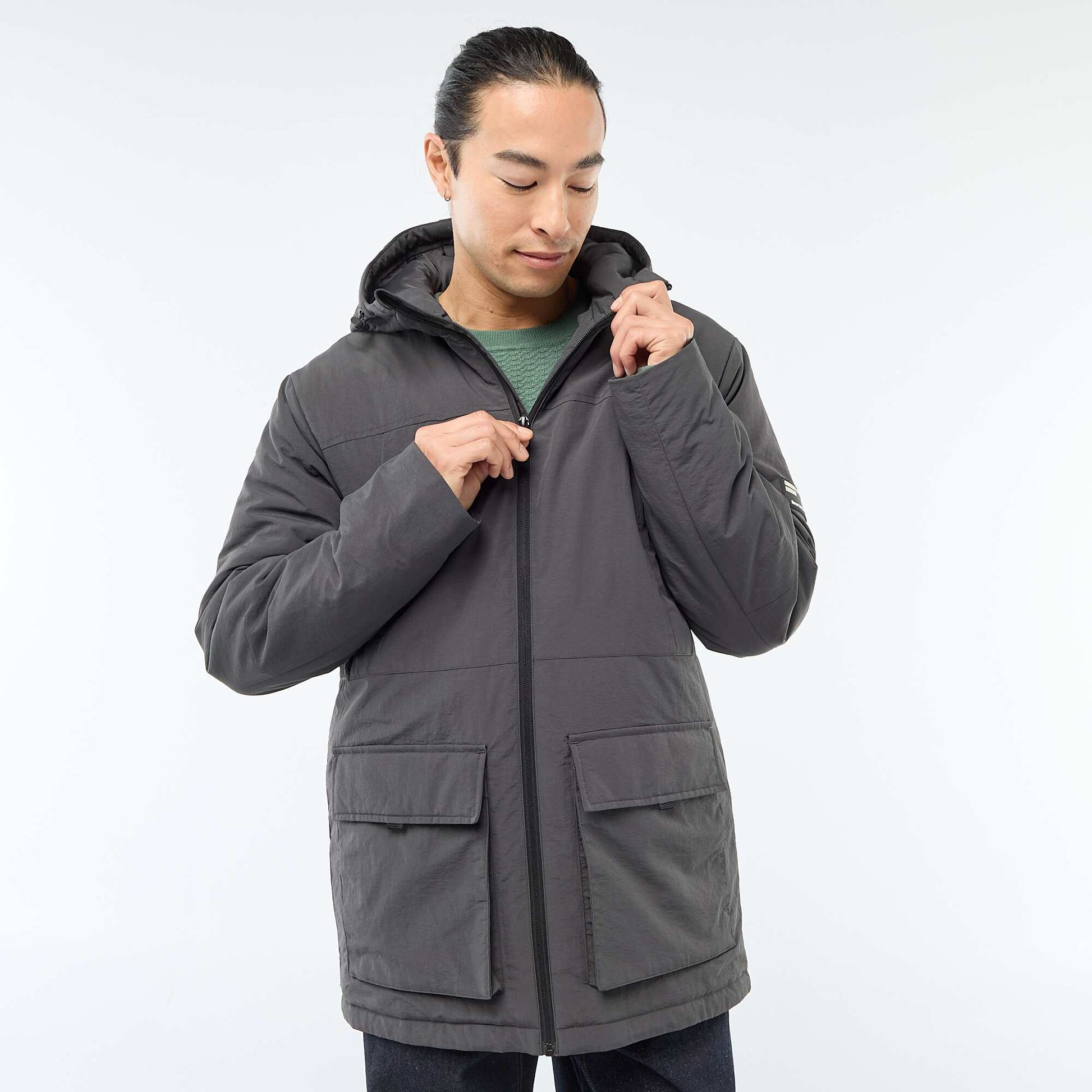 Parka légère à capuche déparlent NOIR