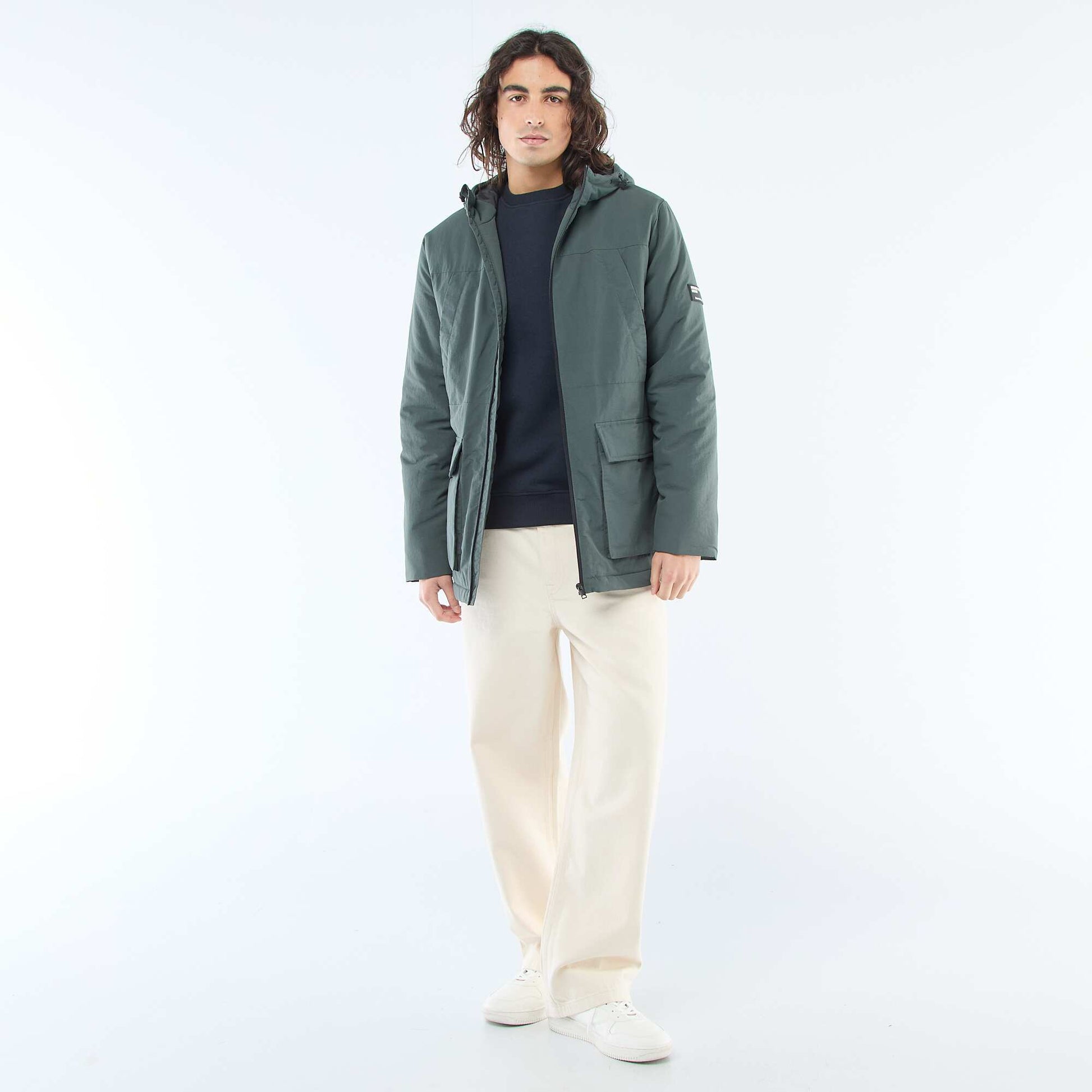 Parka légère à capuche déparlent VERT