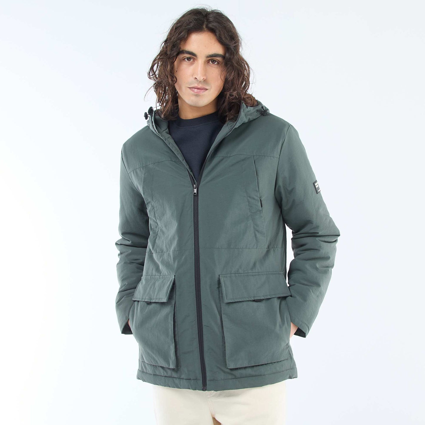Parka légère à capuche déparlent VERT
