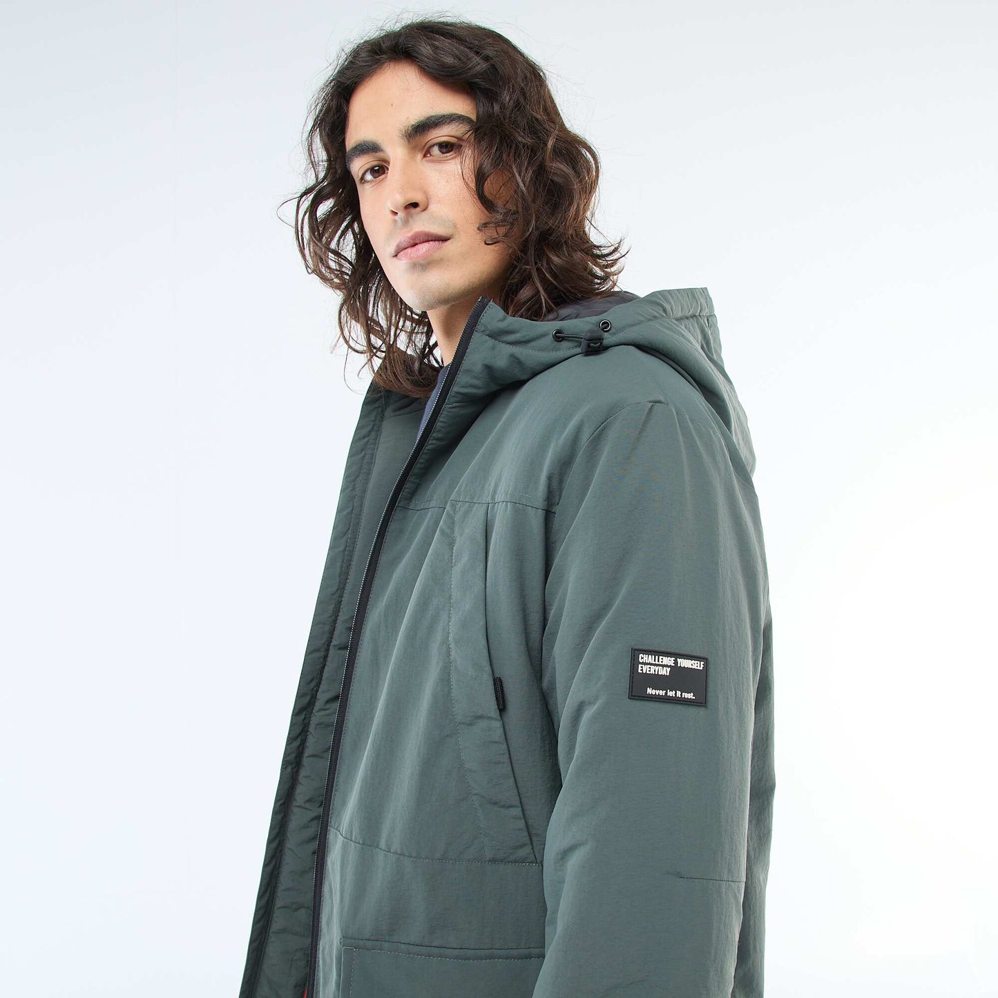 Parka légère à capuche déparlent VERT