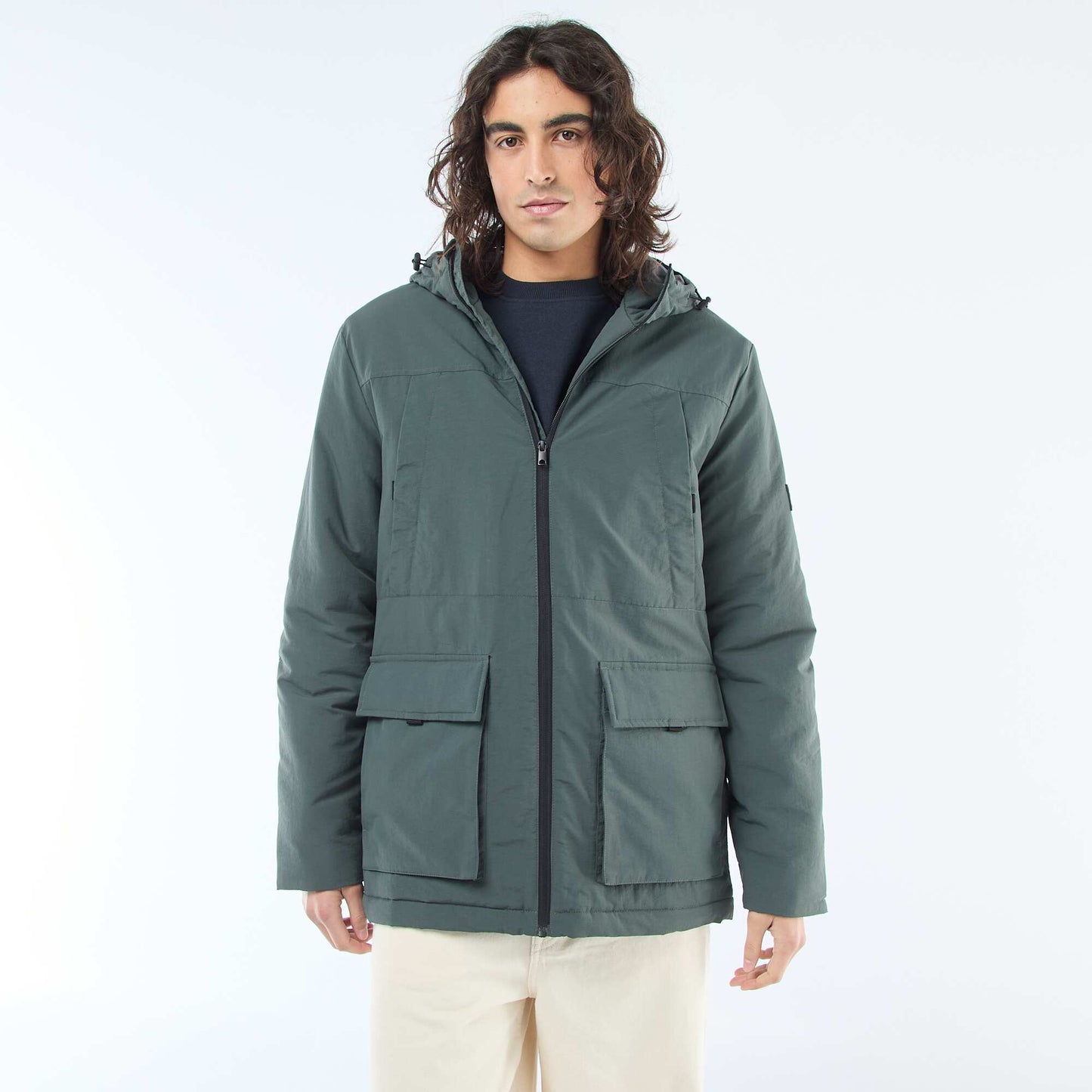 Parka légère à capuche déparlent VERT