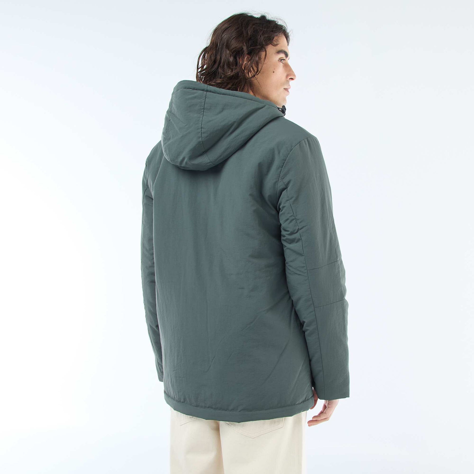 Parka légère à capuche déparlent VERT