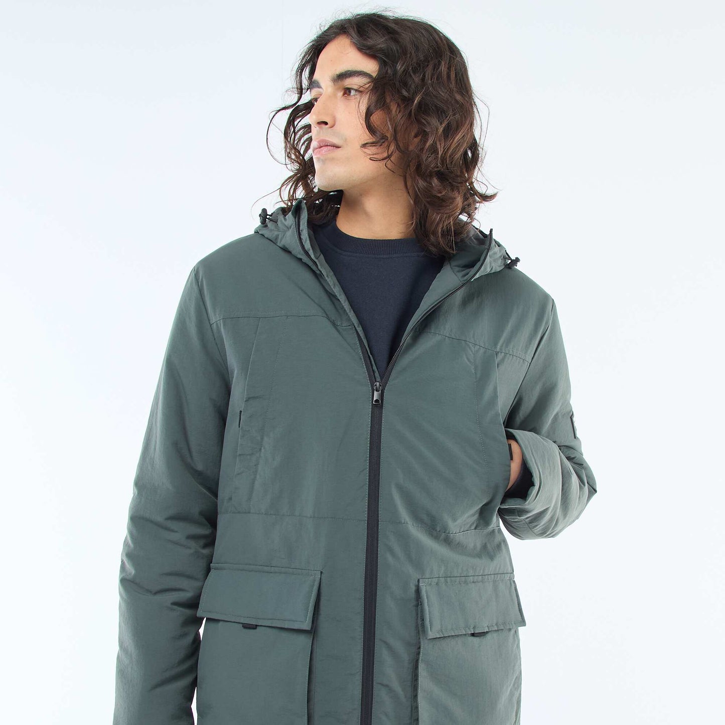 Parka légère à capuche déparlent VERT