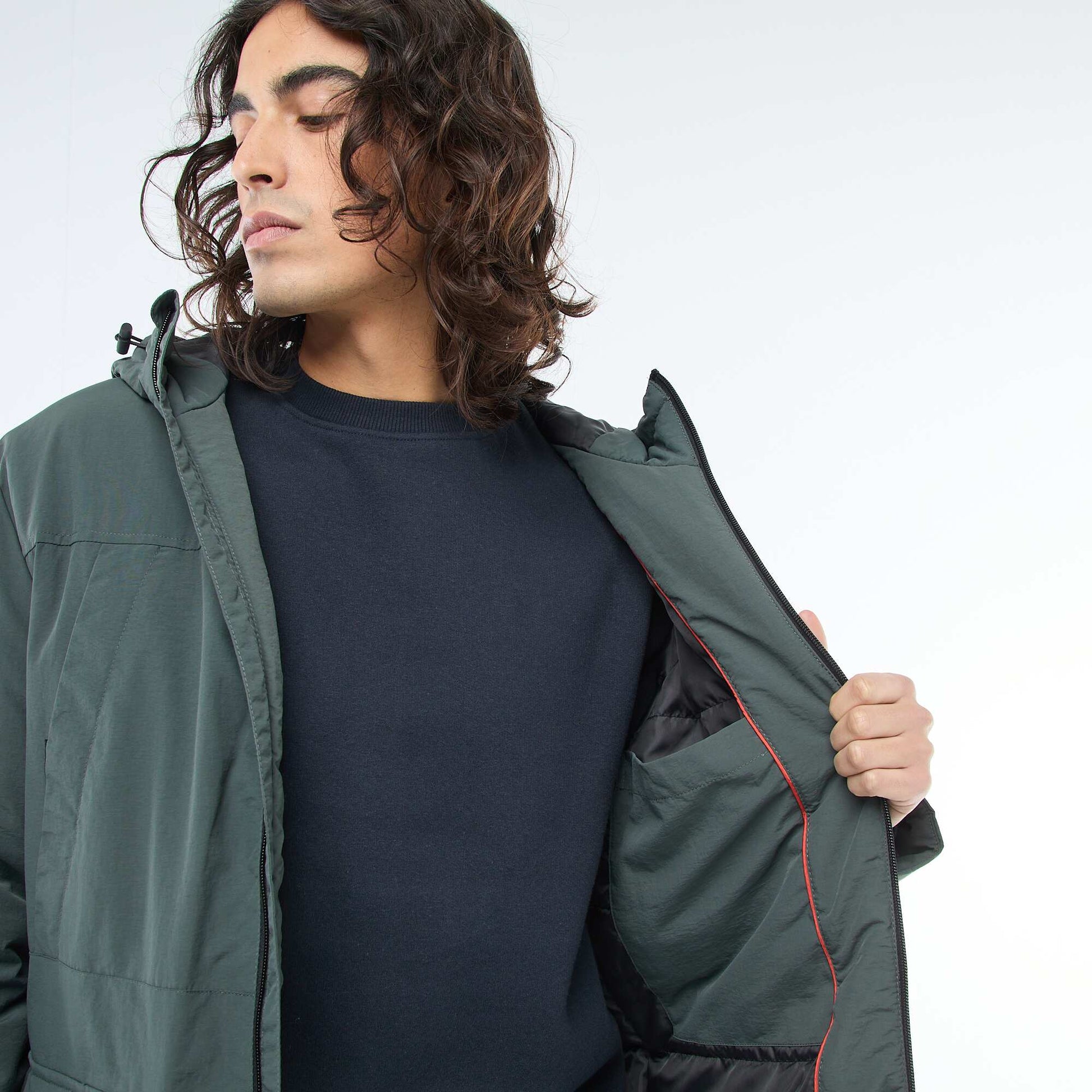 Parka légère à capuche déparlent VERT