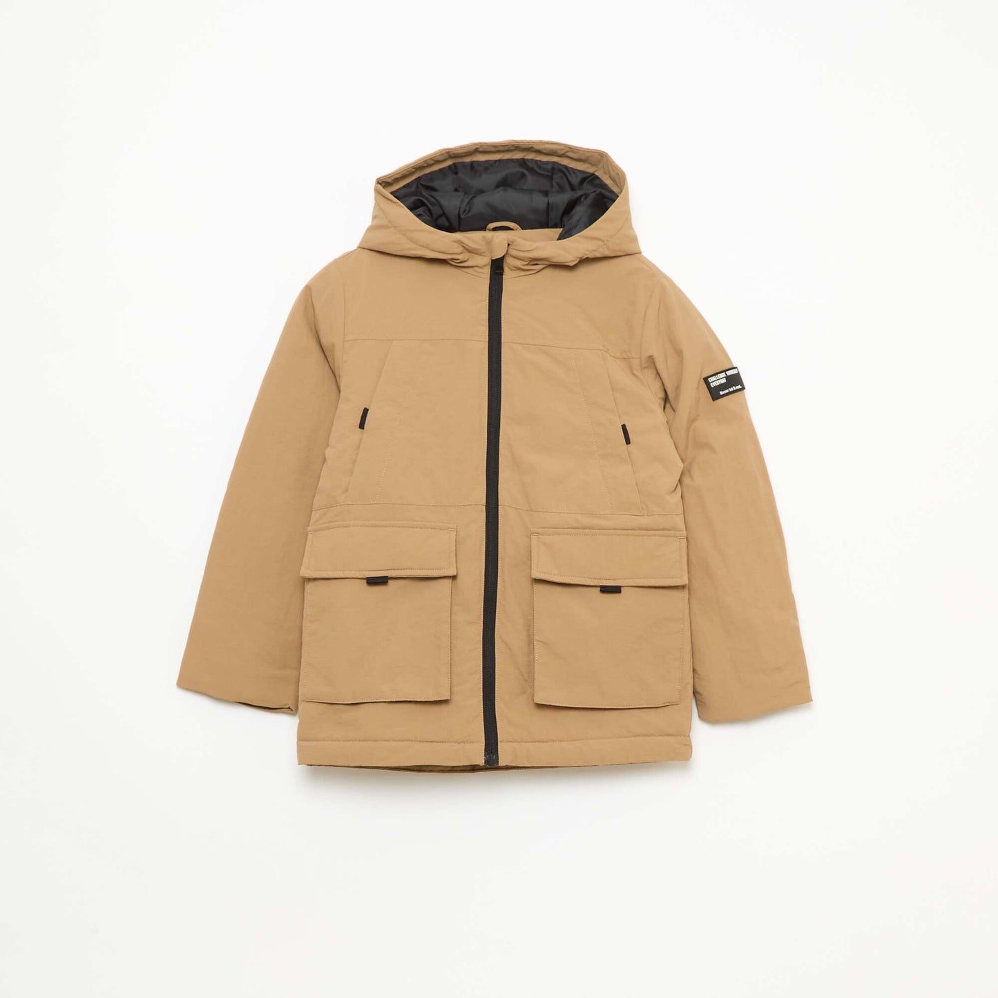 Parka légère à capuche avec 2 poches soufflées à rabat BEIGE