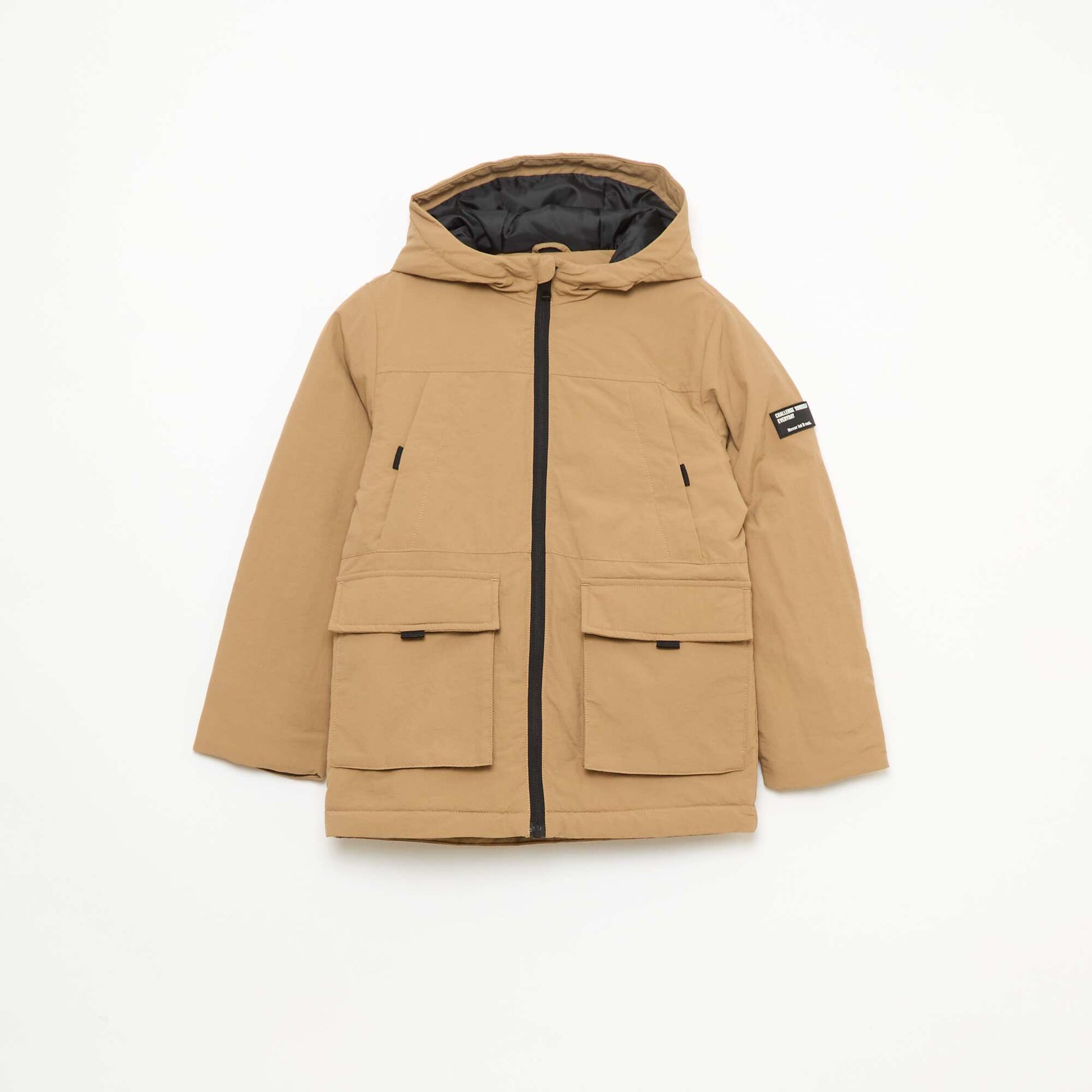 Parka légère à capuche avec 2 poches soufflées à rabat BEIGE