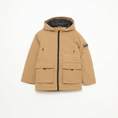 Parka légère à capuche avec 2 poches soufflées à rabat BEIGE
