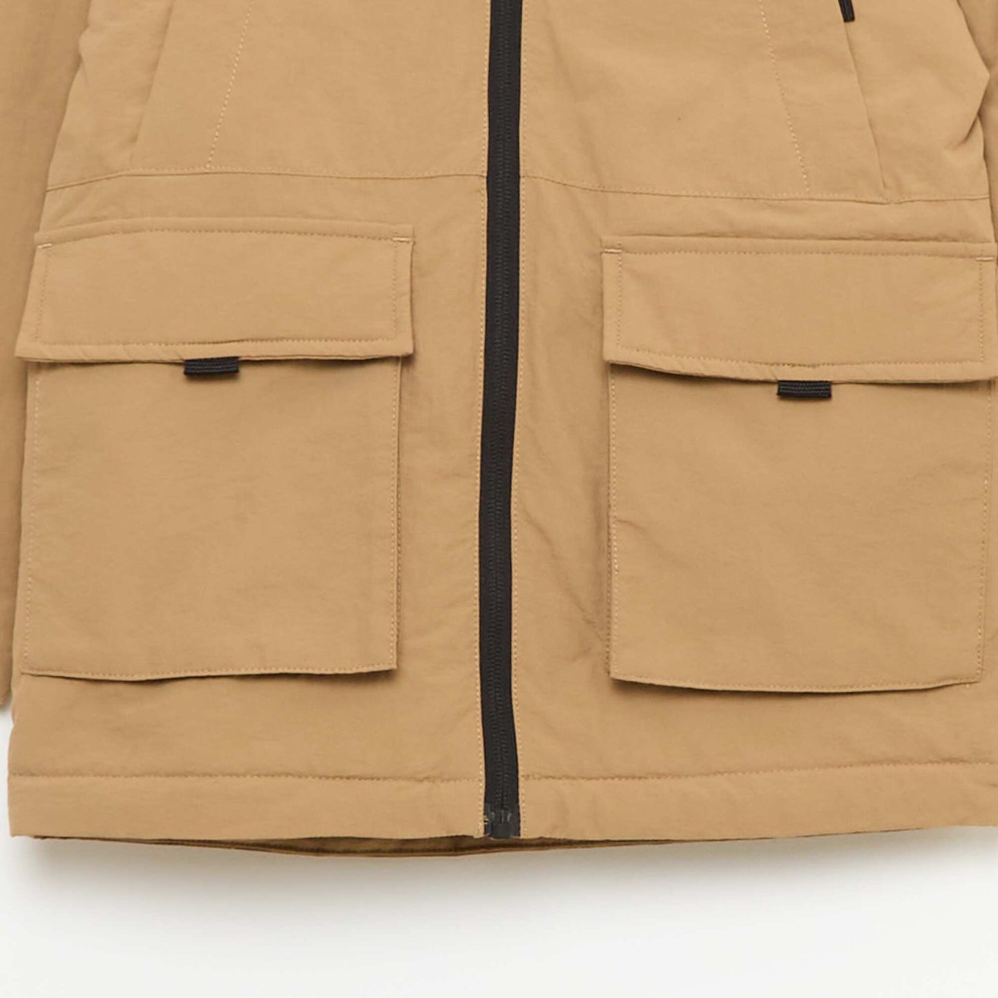 Parka légère à capuche avec 2 poches soufflées à rabat BEIGE
