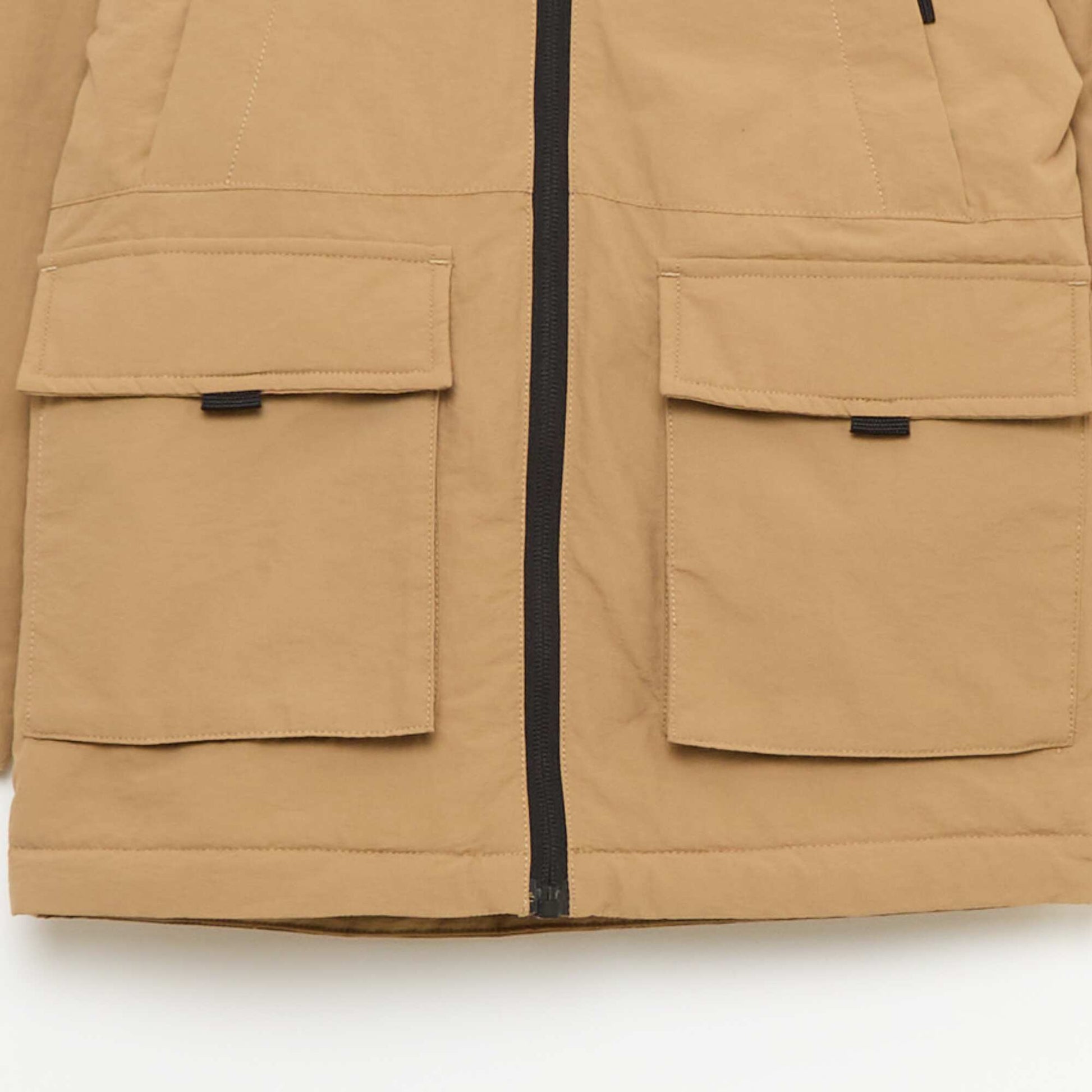 Parka légère à capuche avec 2 poches soufflées à rabat BEIGE