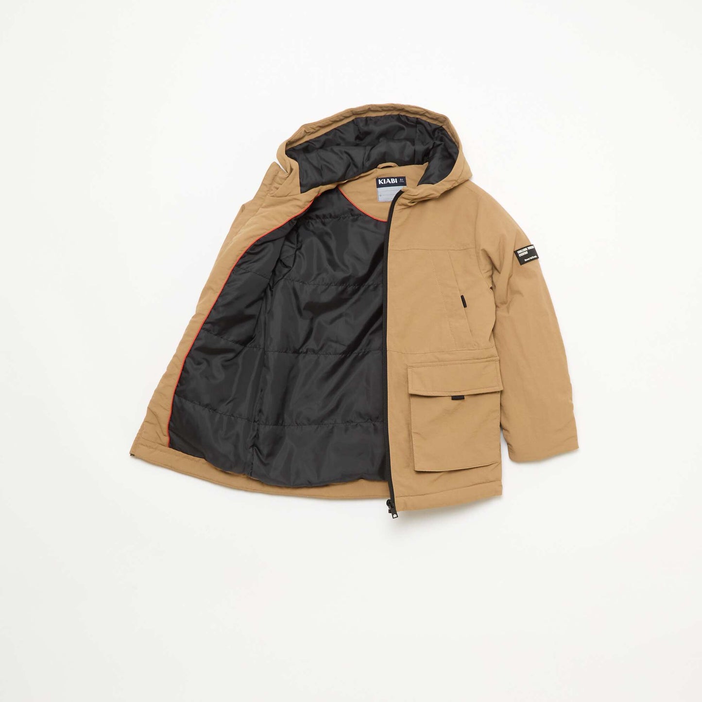 Parka légère à capuche avec 2 poches soufflées à rabat BEIGE