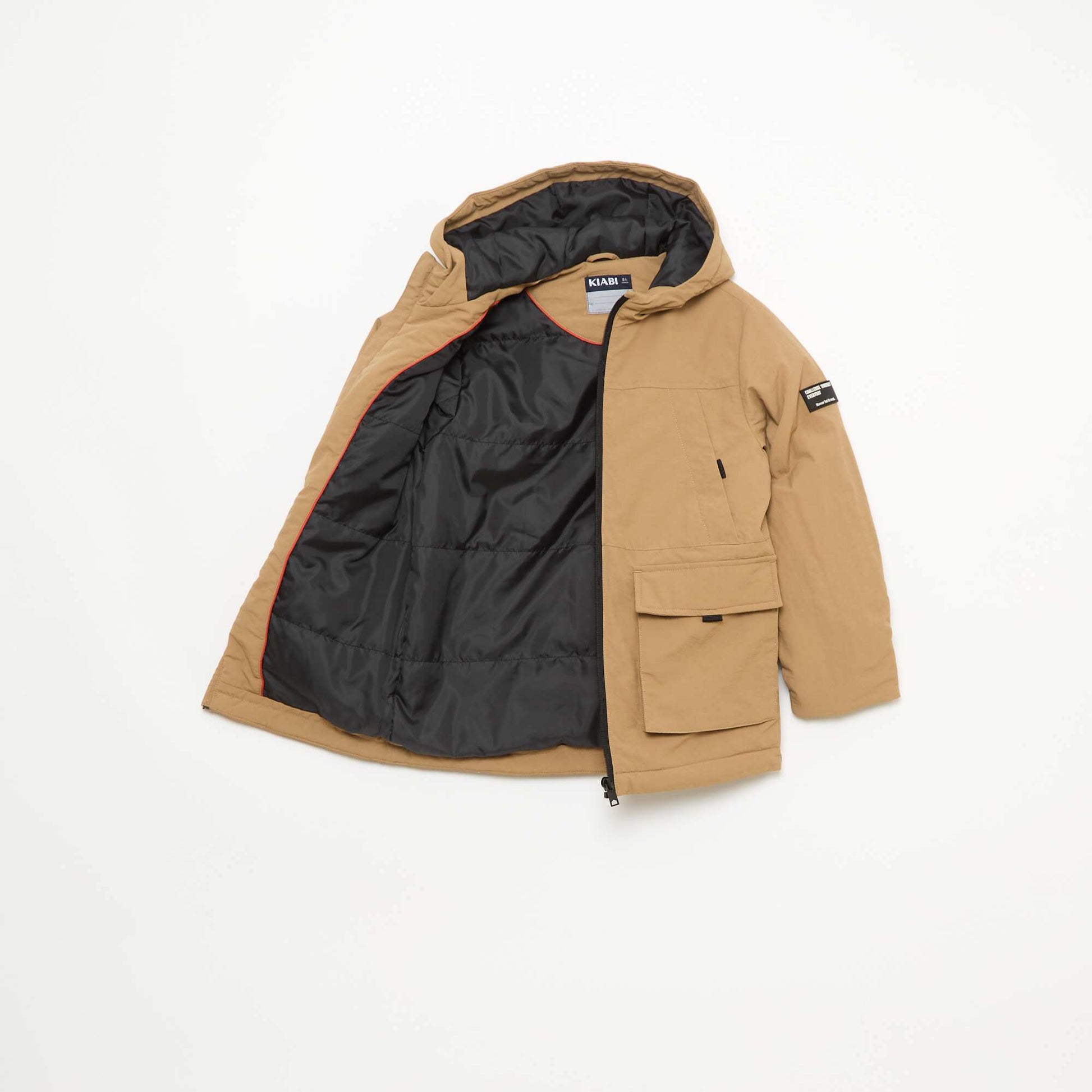 Parka légère à capuche avec 2 poches soufflées à rabat BEIGE