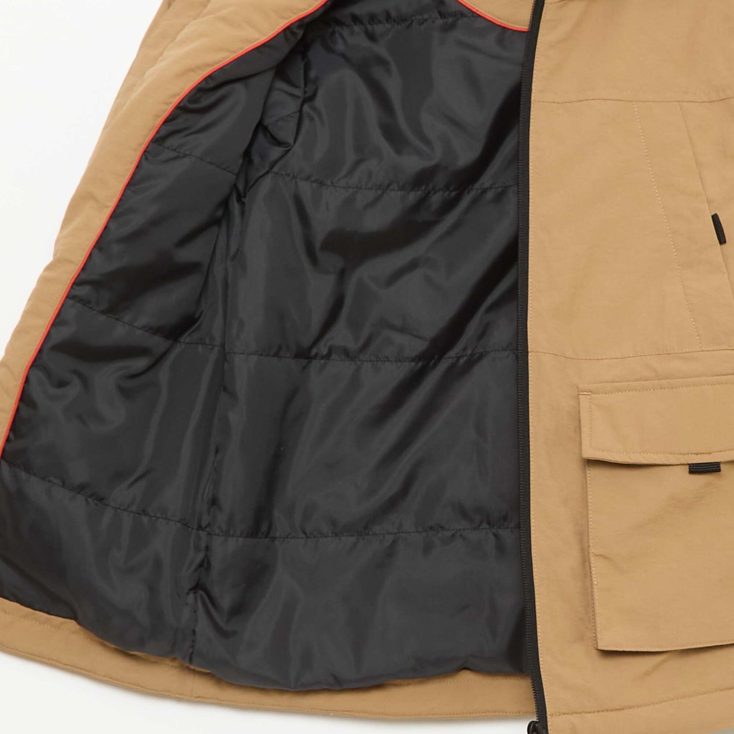 Parka légère à capuche avec 2 poches soufflées à rabat BEIGE