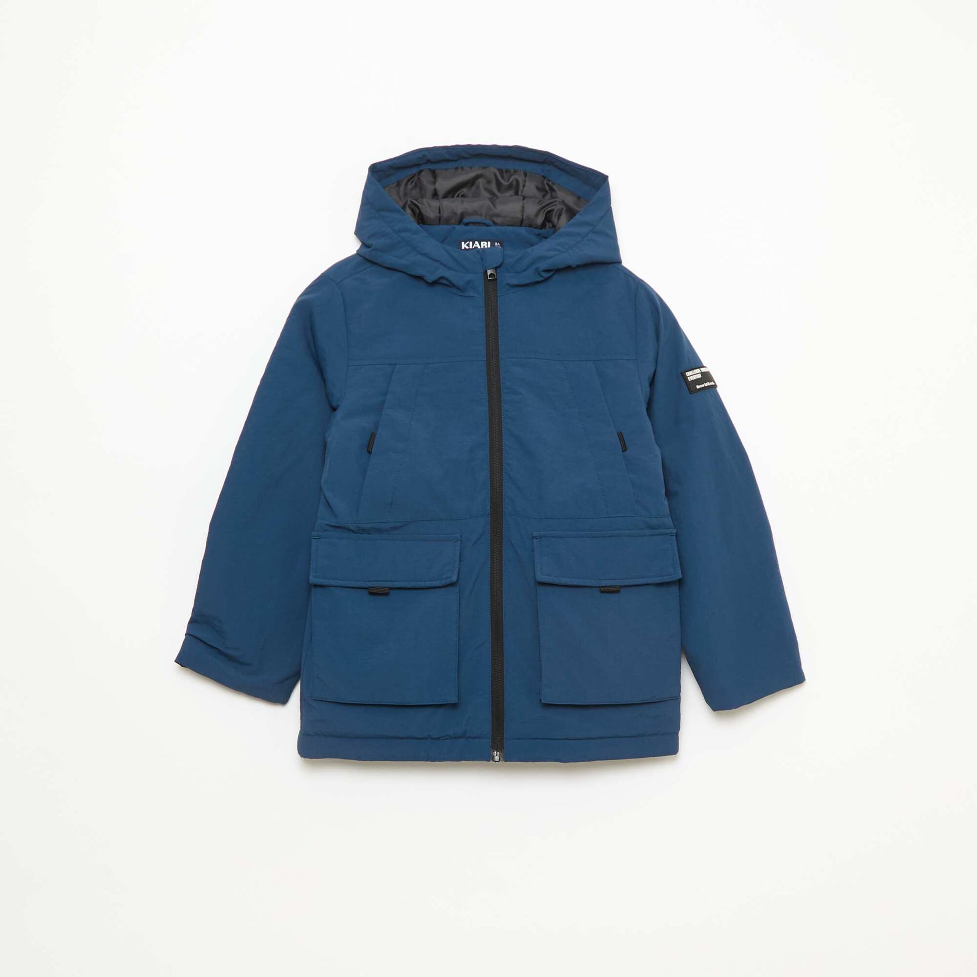 Parka légère à capuche avec 2 poches soufflées à rabat BLEU