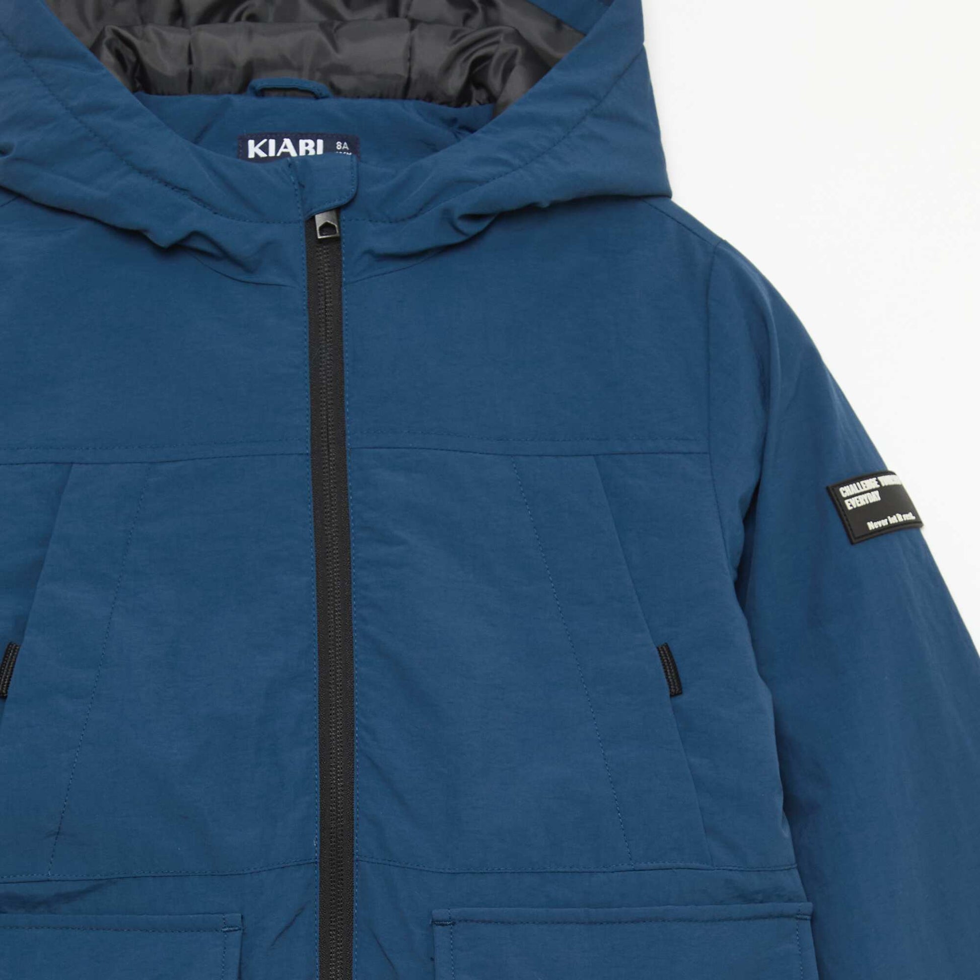 Parka légère à capuche avec 2 poches soufflées à rabat BLEU