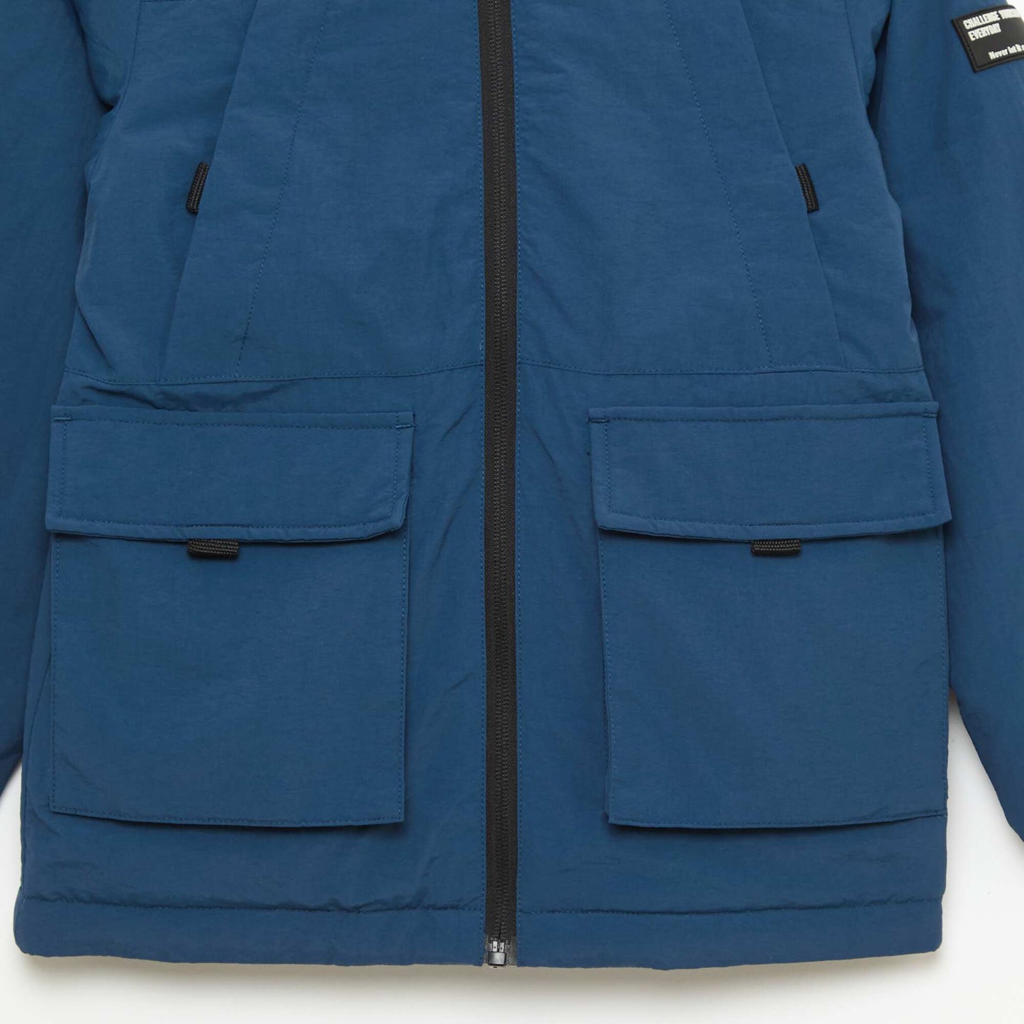 Parka légère à capuche avec 2 poches soufflées à rabat BLEU