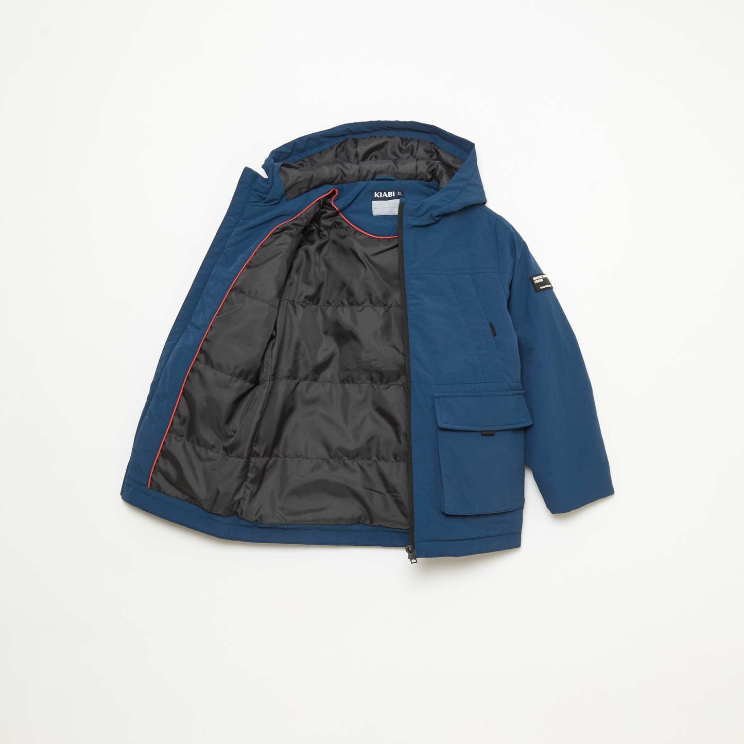 Parka légère à capuche avec 2 poches soufflées à rabat BLEU