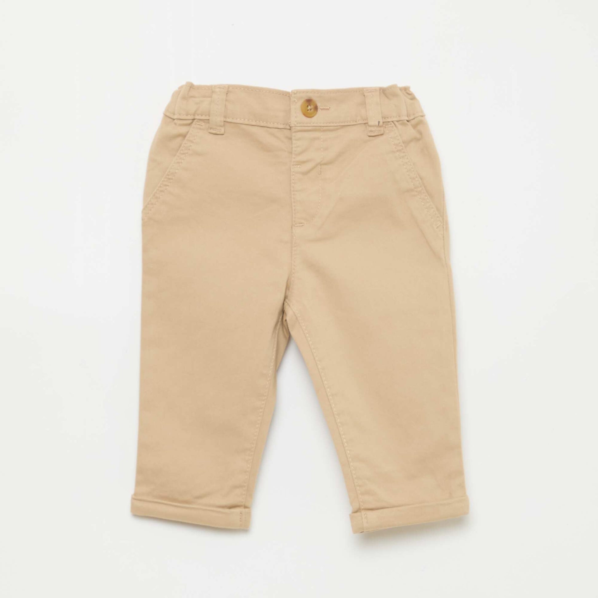 Chino droit en coton stretch BEIGE