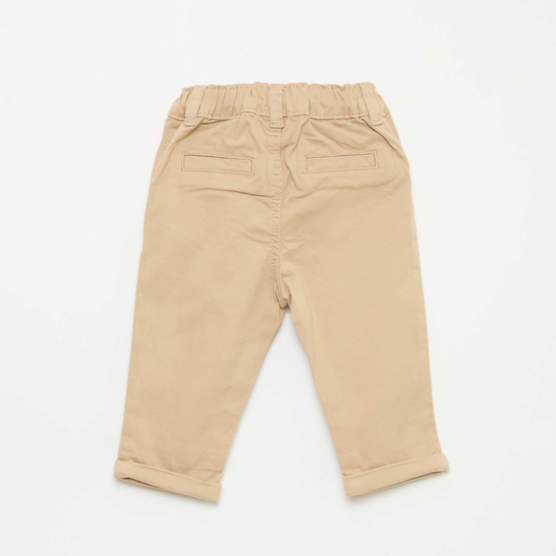 Chino droit en coton stretch BEIGE