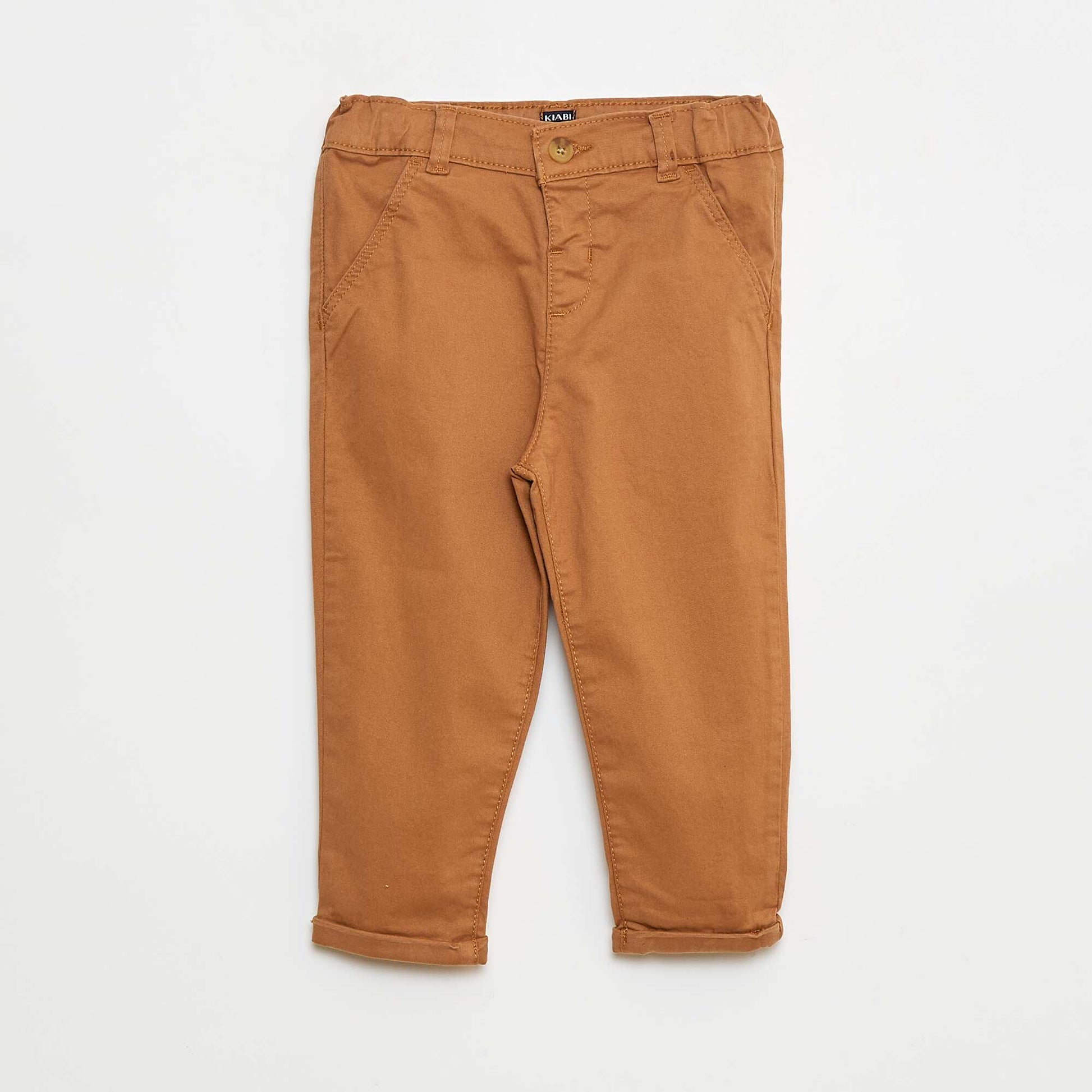 Chino droit en coton stretch BEIGE