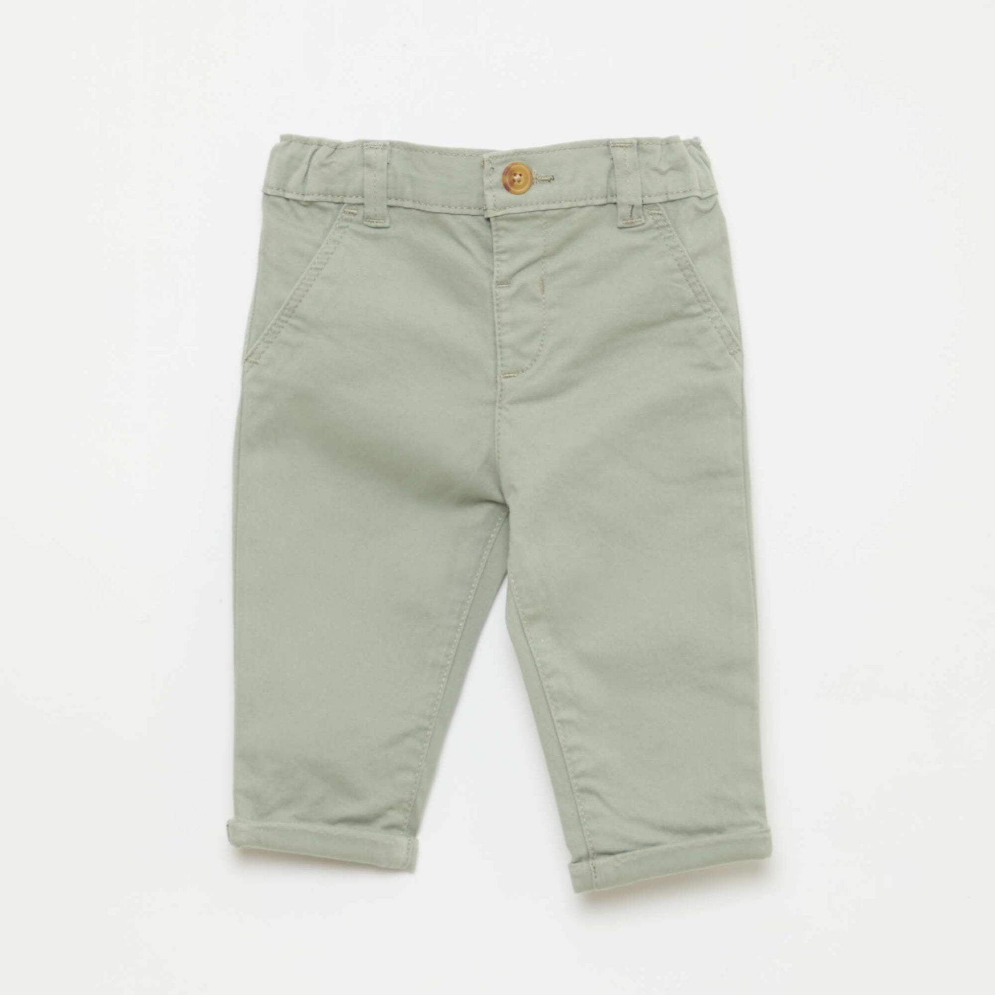 Chino droit en coton stretch VERT