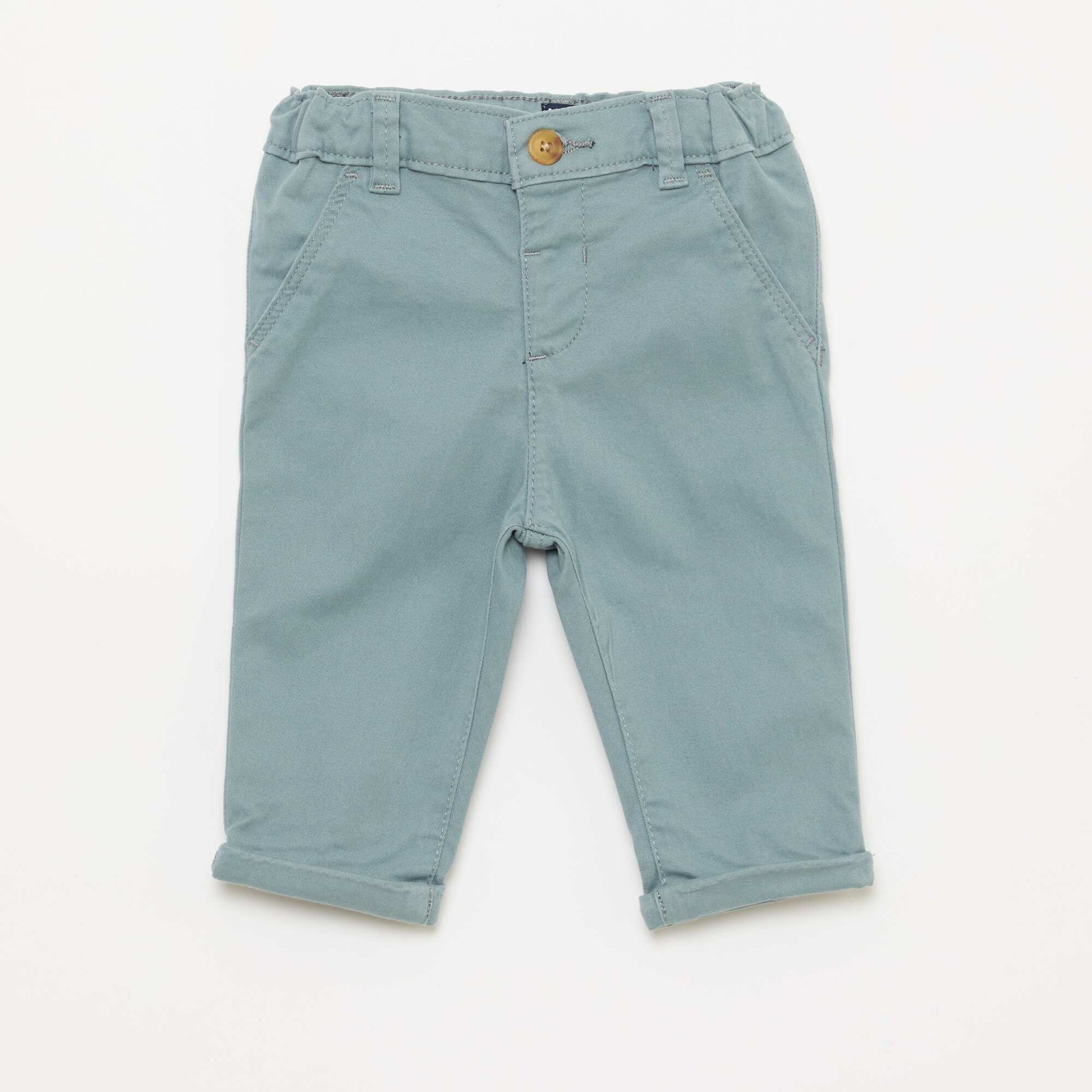 Chino droit en coton stretch BLEU