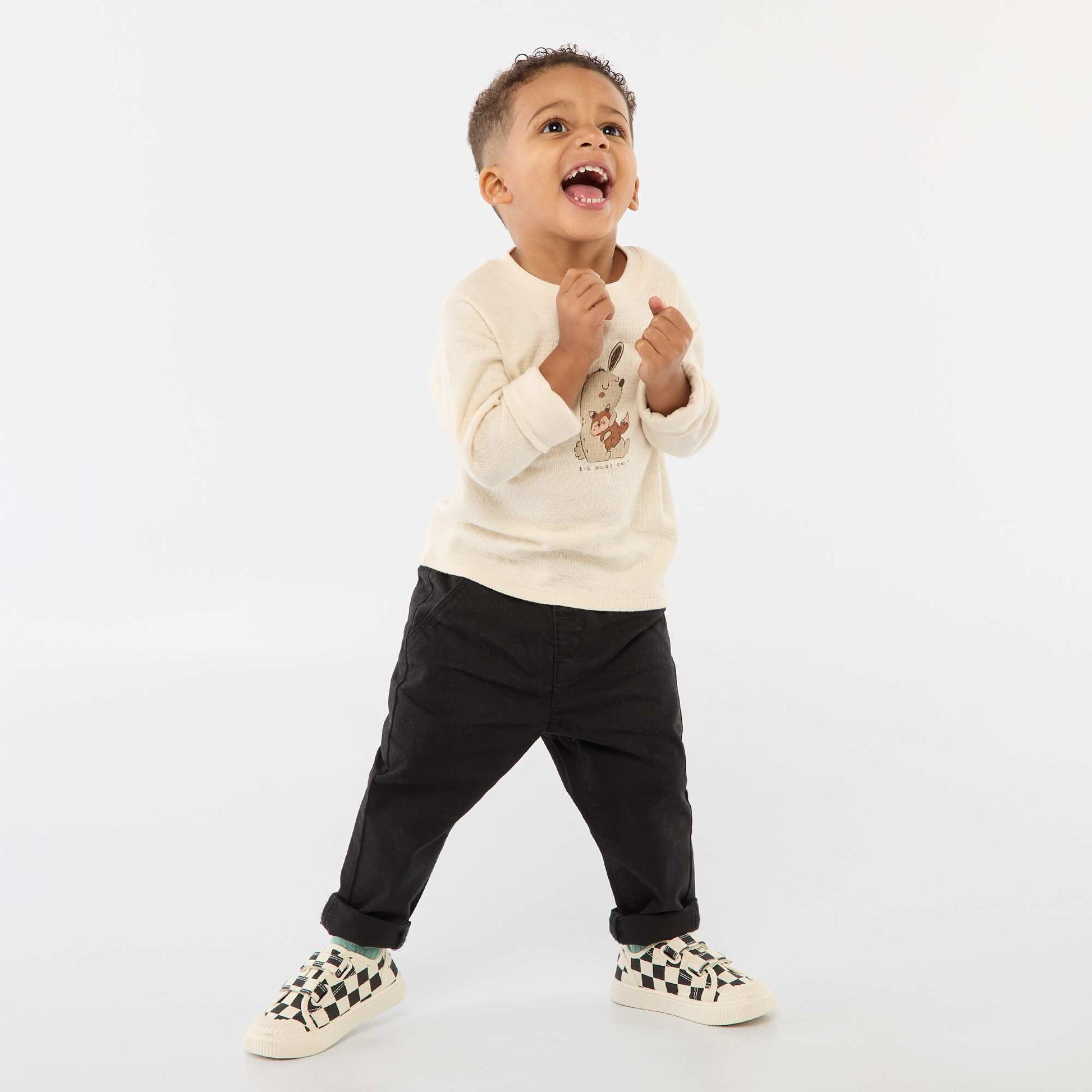 Chino droit en coton stretch NOIR