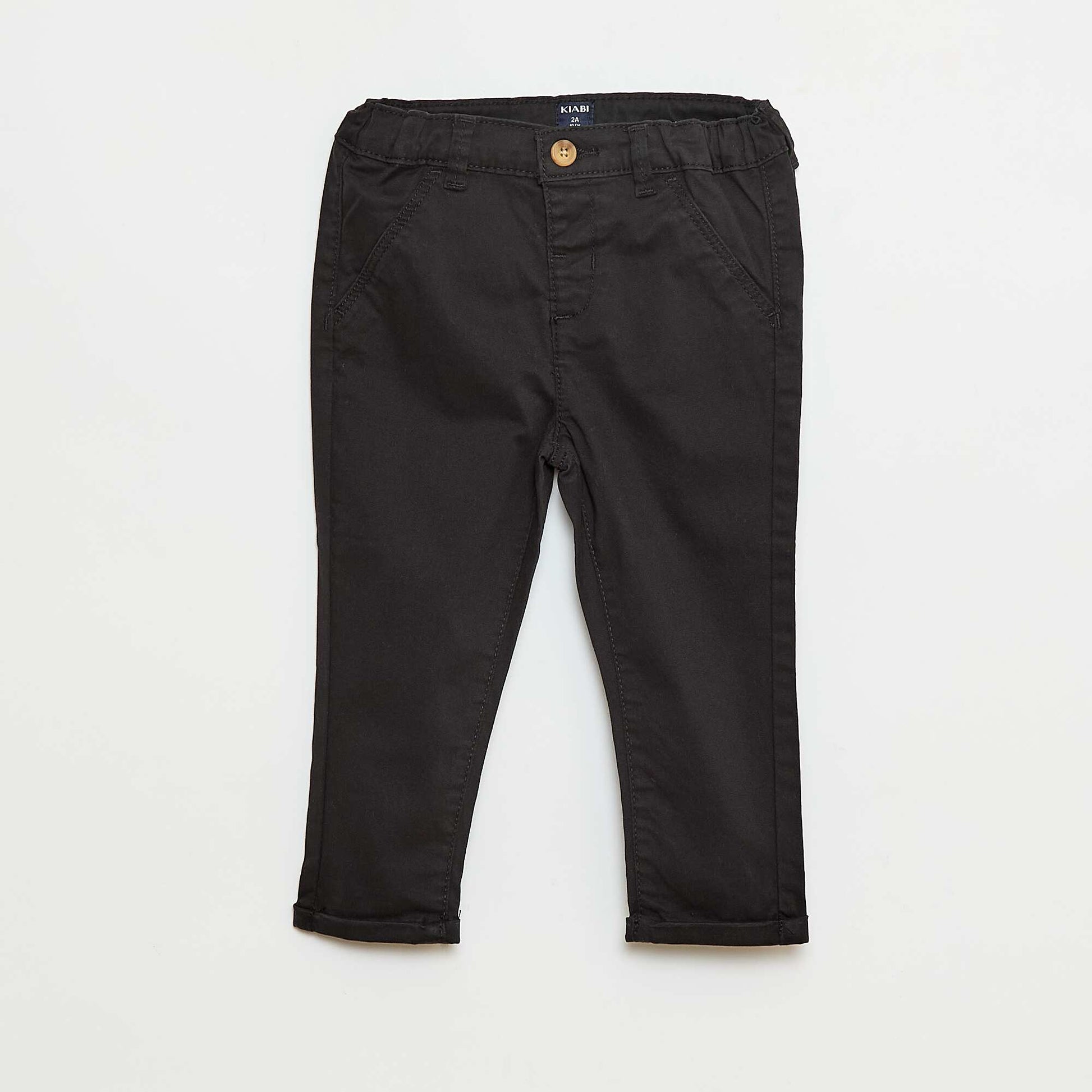 Chino droit en coton stretch NOIR