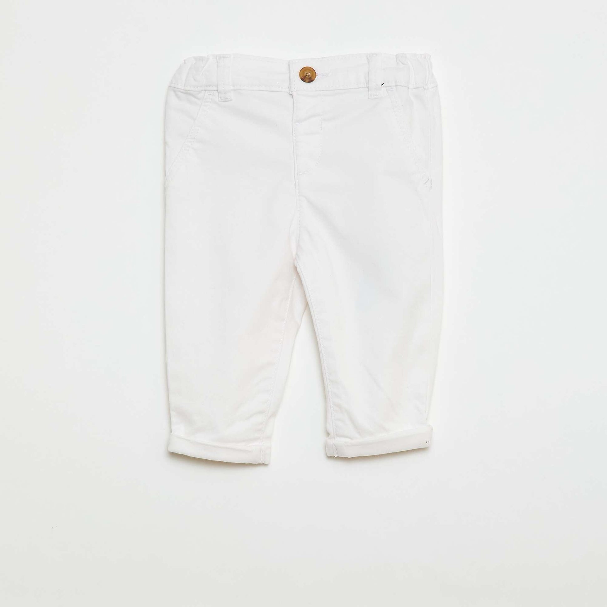 Chino droit en coton stretch BLANC