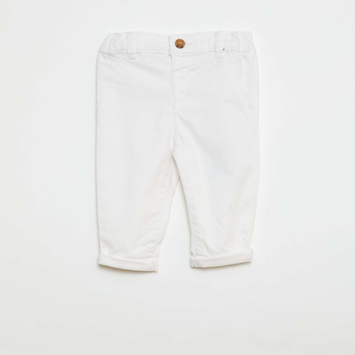 Chino droit en coton stretch BLANC