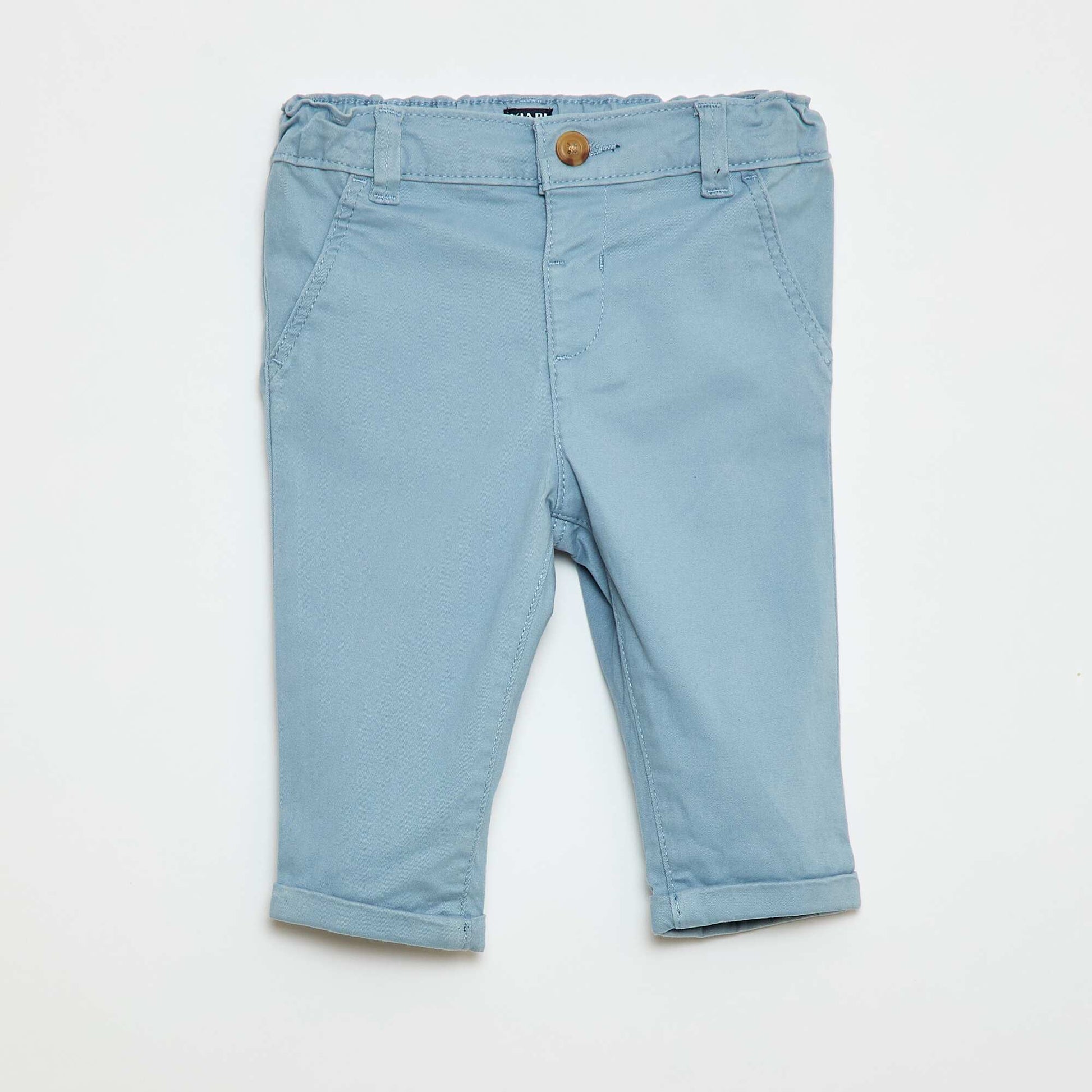 Chino droit en coton stretch BLEU