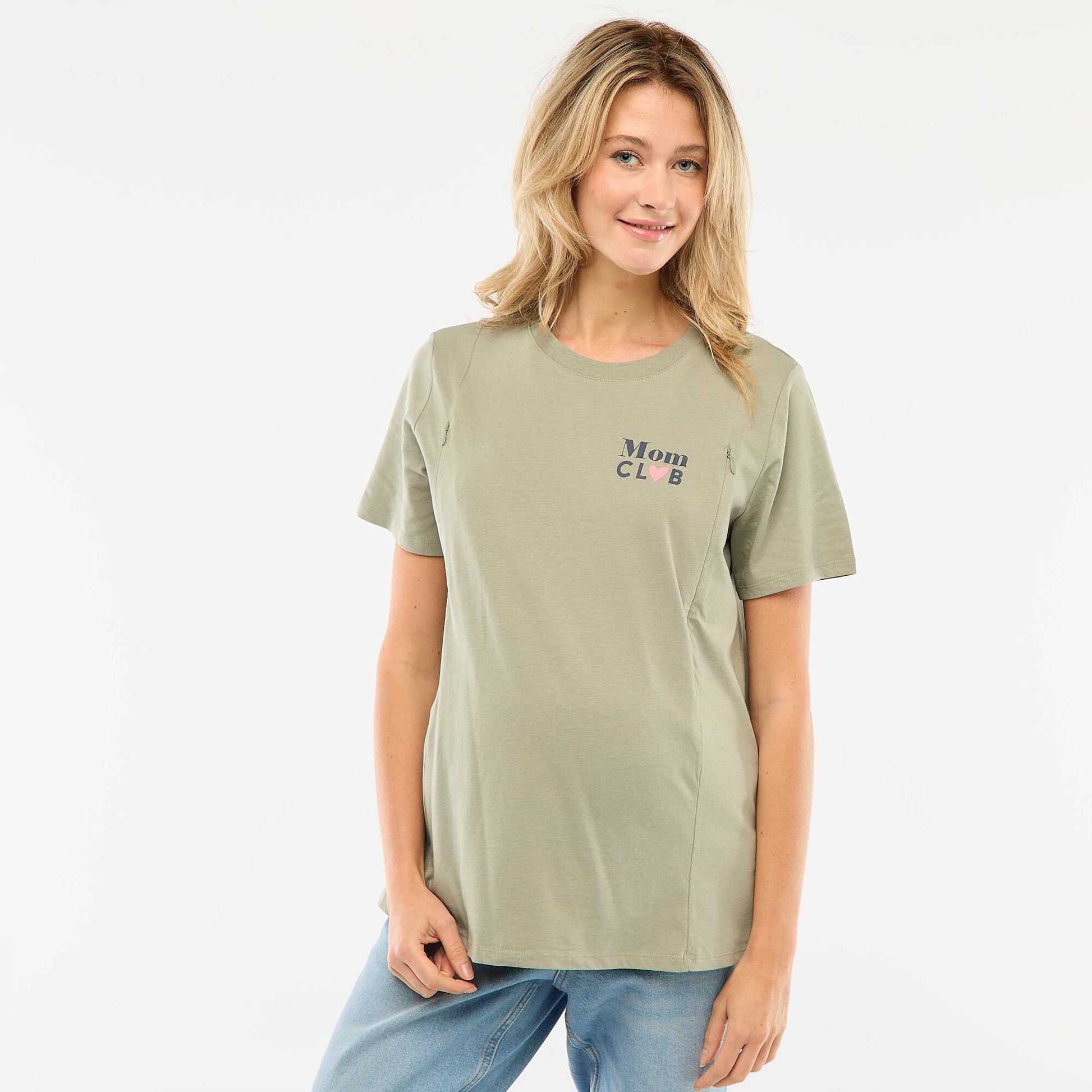 Tee-shirt d'allaitement imprimé à manches courtes KAKI