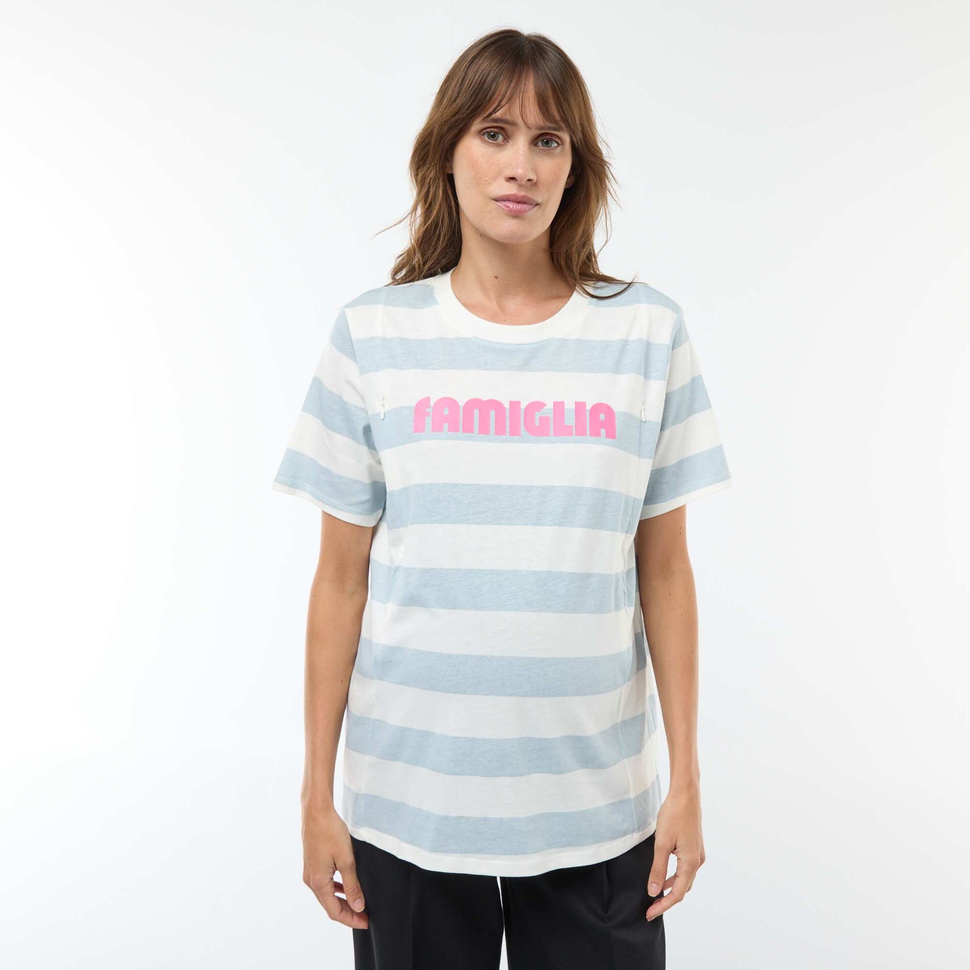 Tee-shirt d'allaitement imprimé à manches courtes BLEU