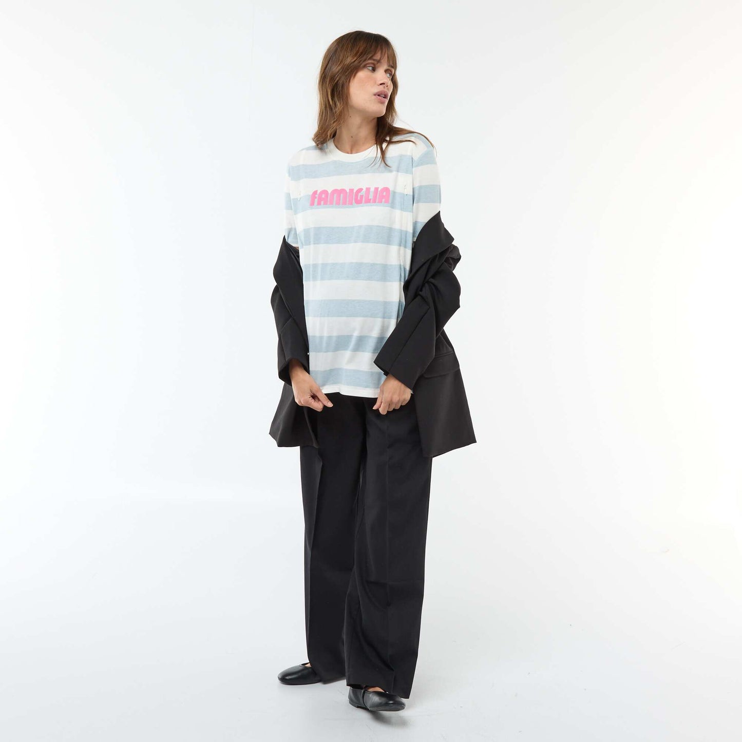 Tee-shirt d'allaitement imprimé à manches courtes BLEU