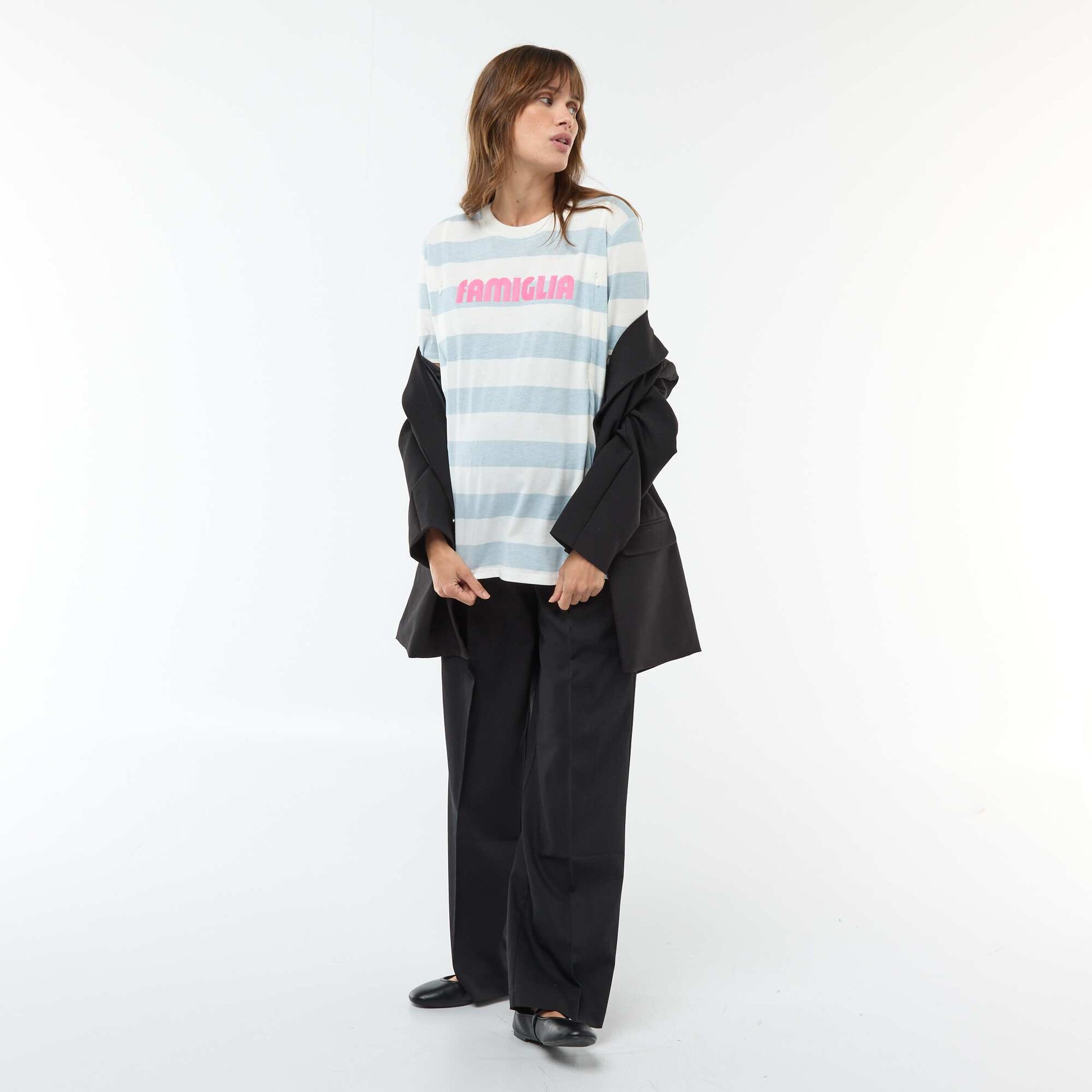 Tee-shirt d'allaitement imprimé à manches courtes BLEU