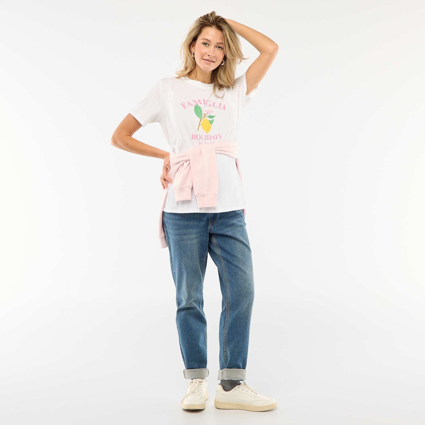 Tee-shirt d'allaitement imprimé à manches courtes BLANC