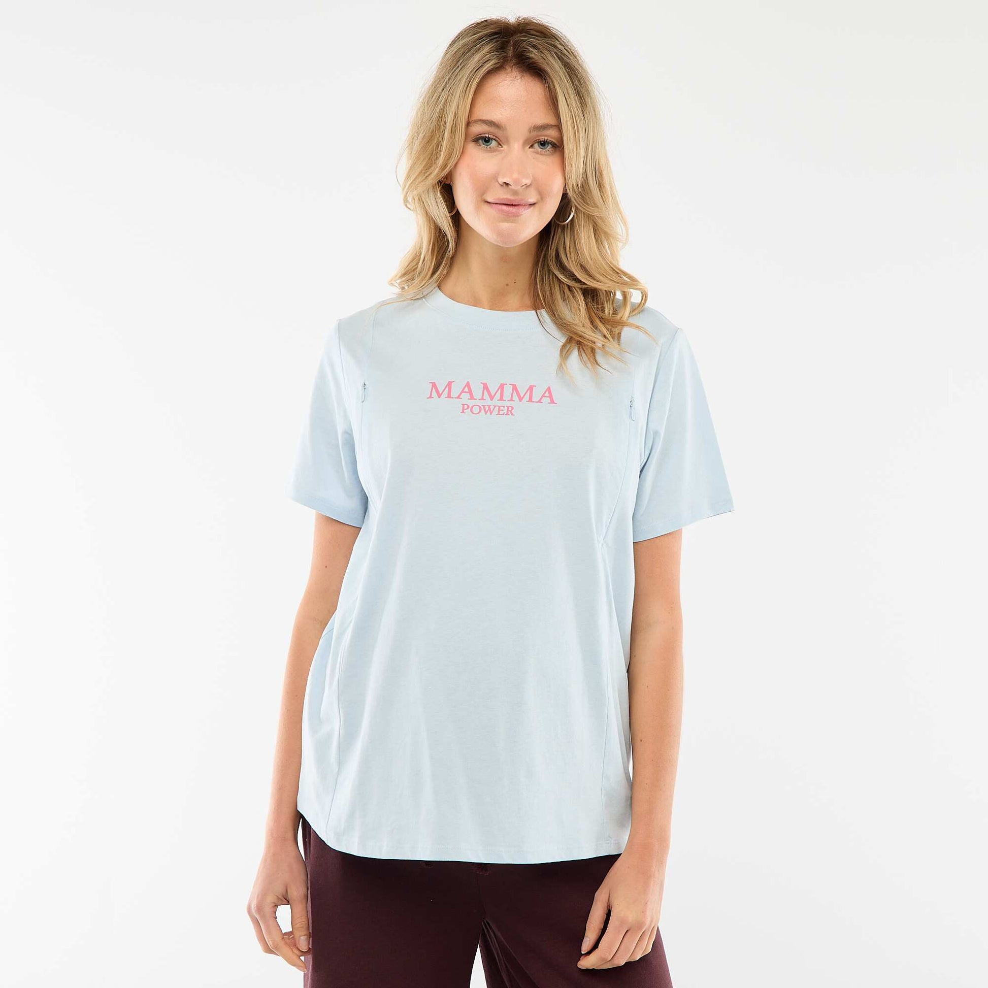 Tee-shirt d'allaitement imprimé à manches courtes BLEU