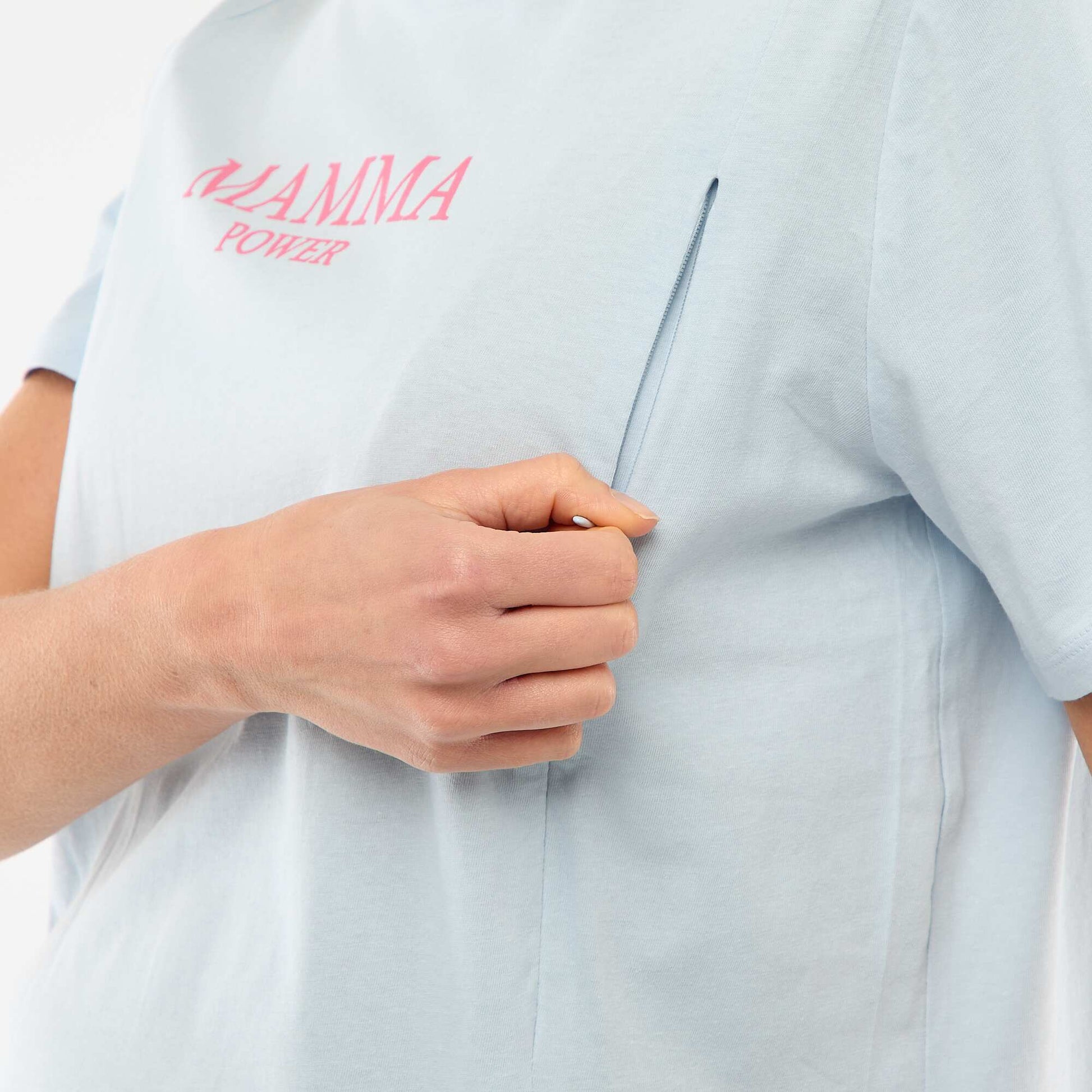 Tee-shirt d'allaitement imprimé à manches courtes BLEU