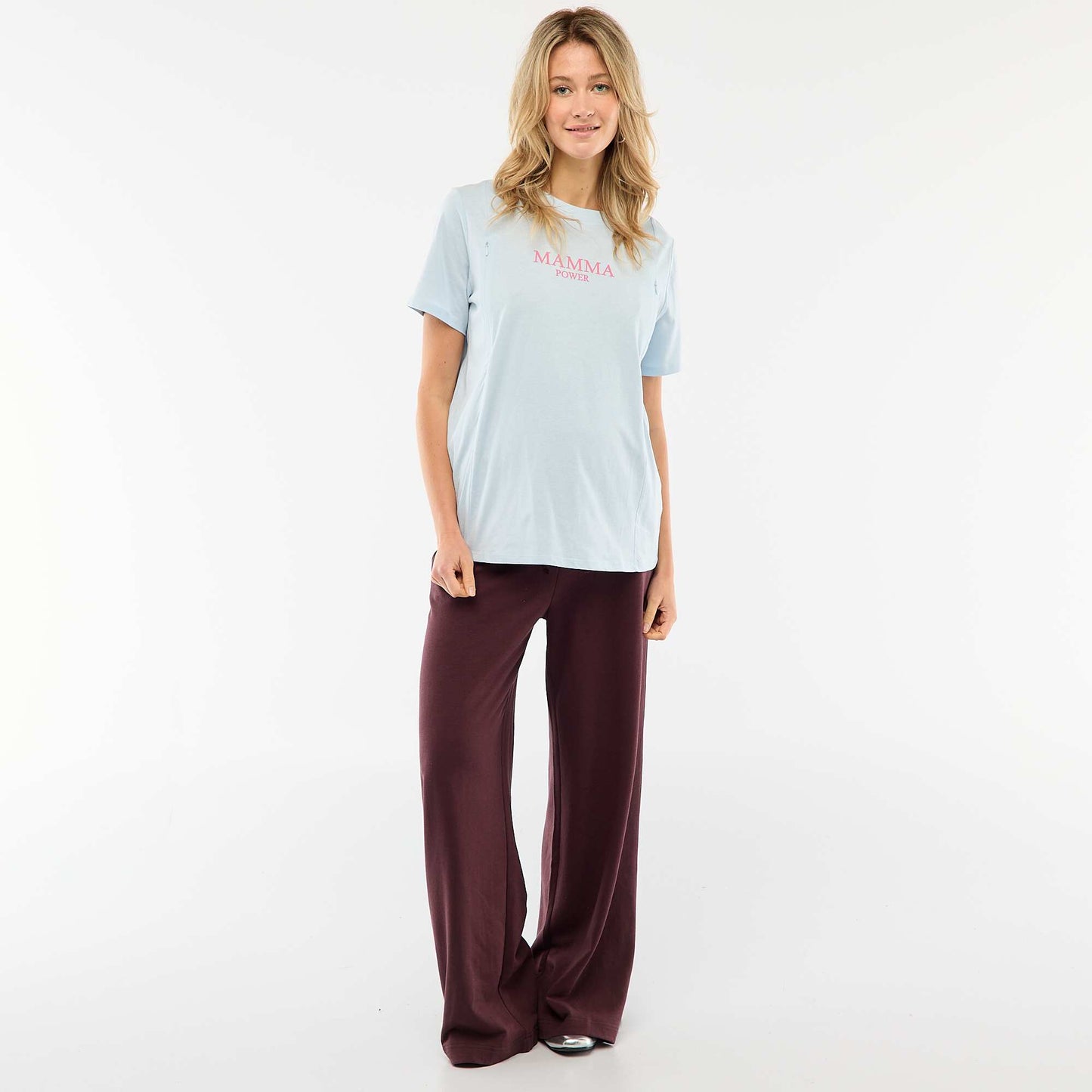 Tee-shirt d'allaitement imprimé à manches courtes BLEU