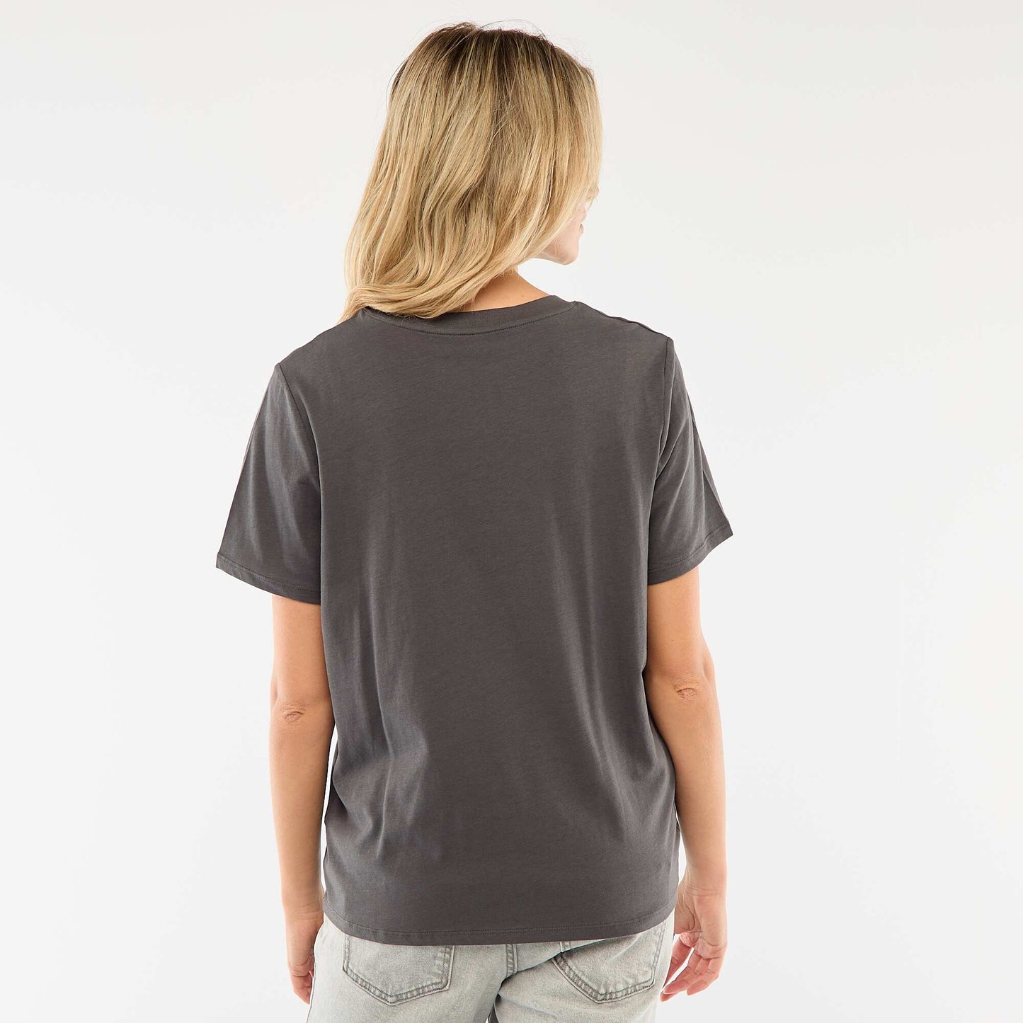 Tee-shirt basique d'allaitement manches courtes GRIS FONCé